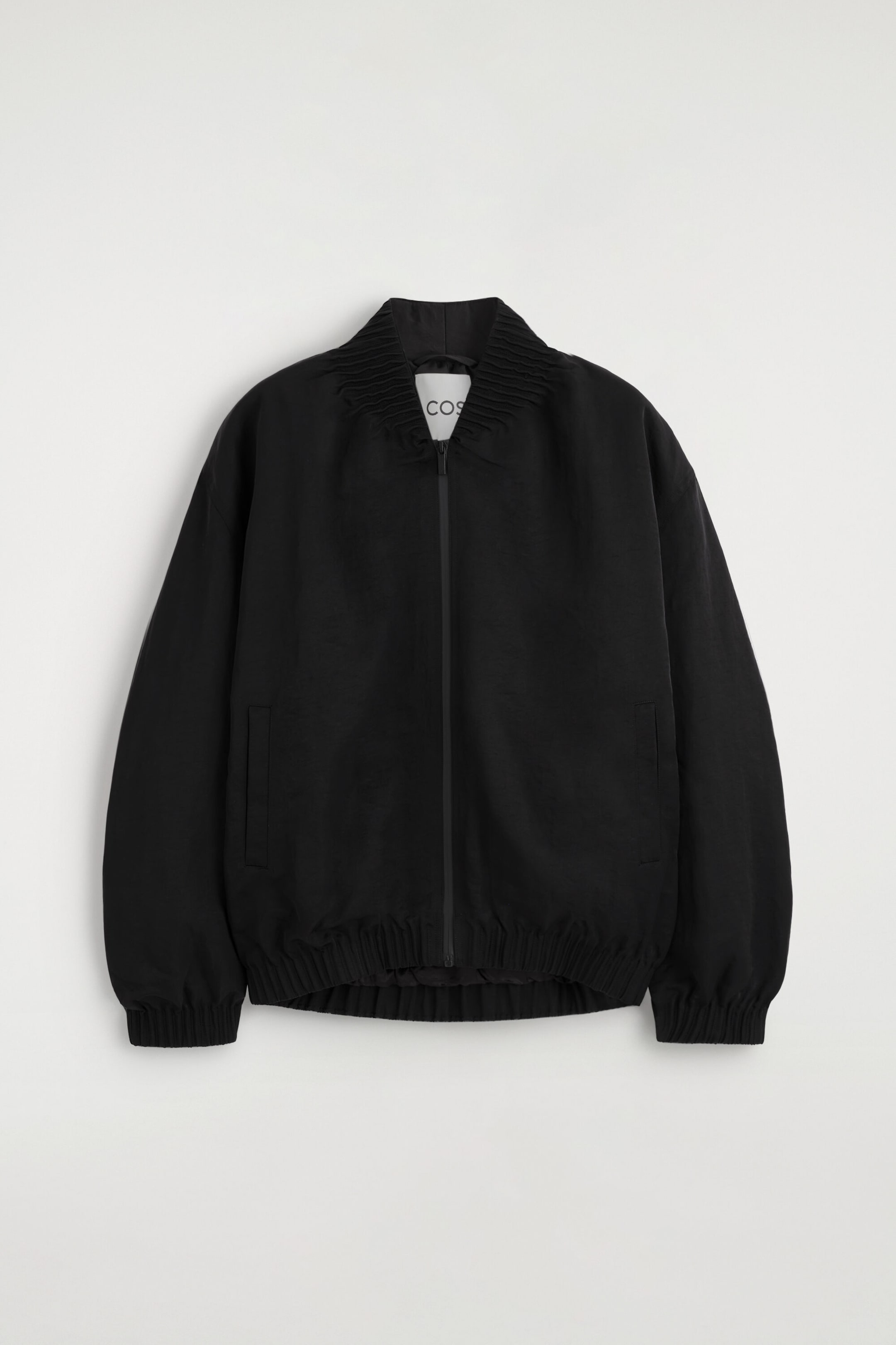 GATHERED NYLON BOMBER JACKET