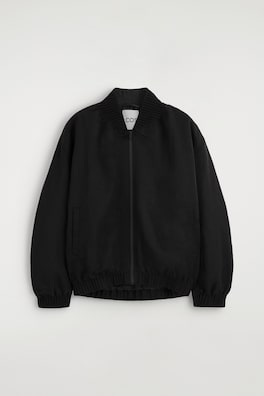 GATHERED NYLON BOMBER JACKET — BLACK 9