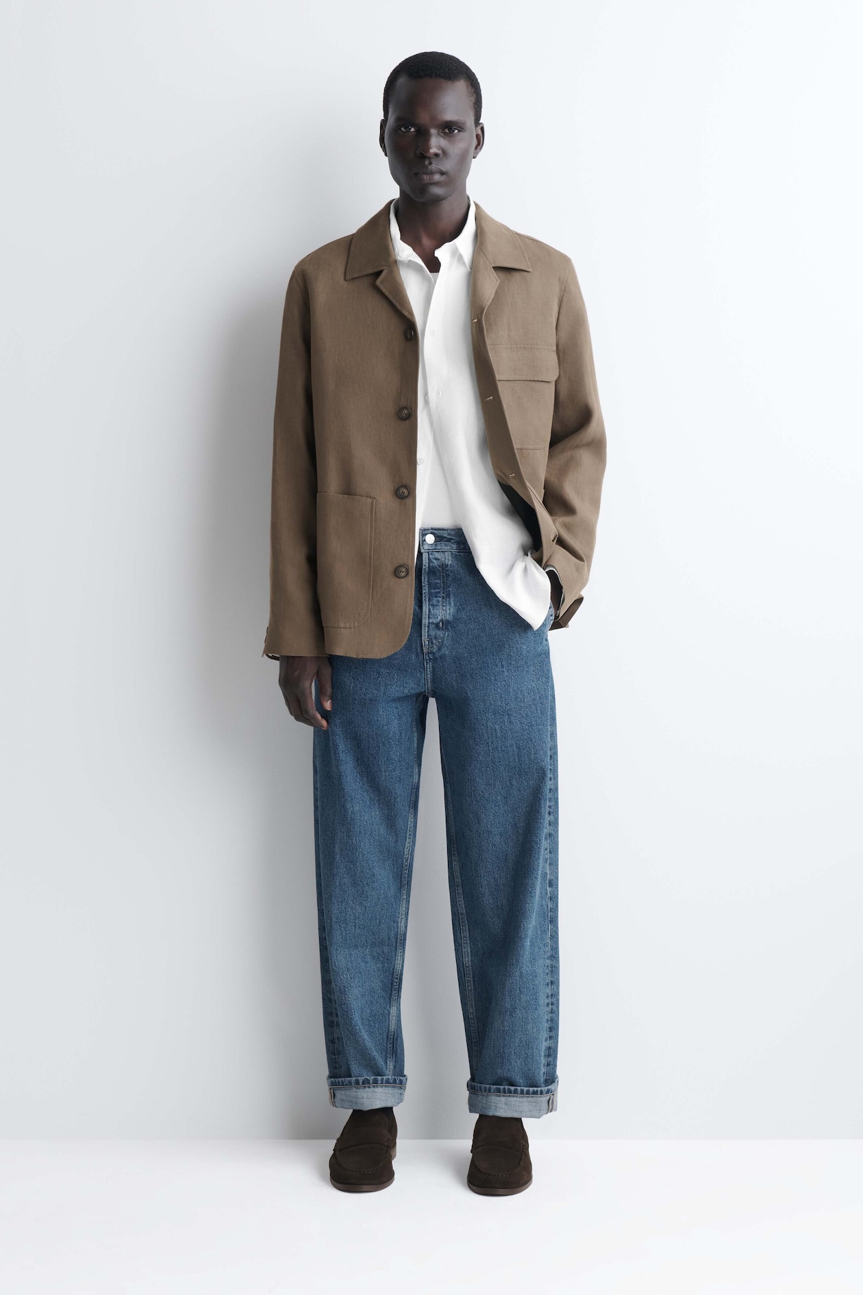 RELAXED LINEN SHIRT — WHITE