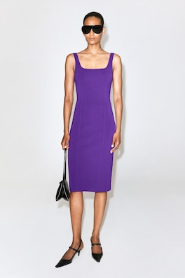 KNITTED MIDI BODYCON DRESS — PURPLE 2