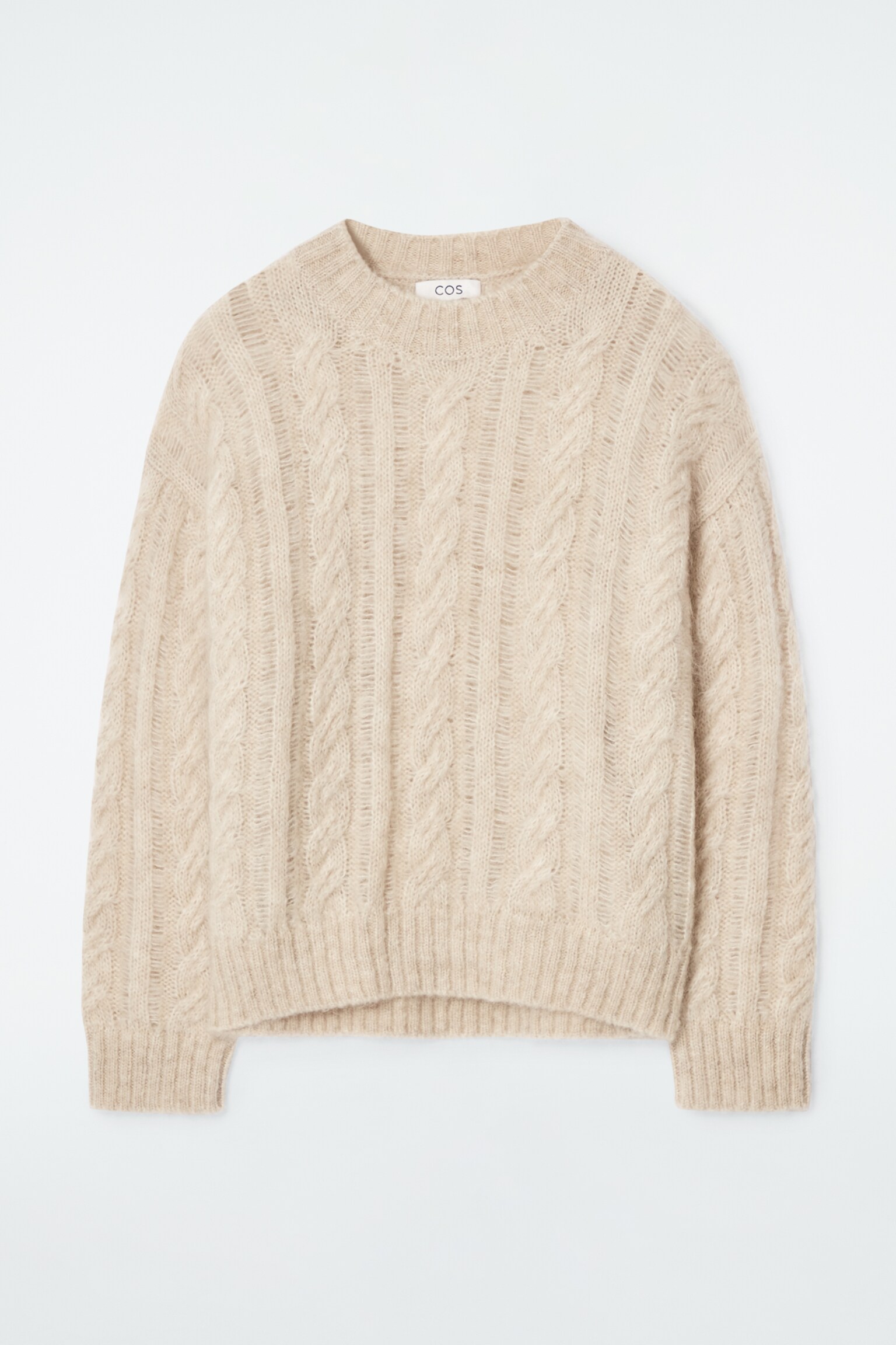 CABLE-KNIT MOHAIR JUMPER - LIGHT BEIGE