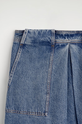 DENIM A-LINE UTILITY SKIRT — BLUE 5