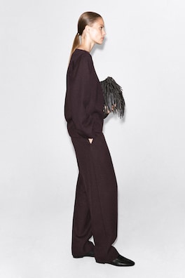 TAILORED WOOL STRAIGHT-LEG PANTS — UMBER 3