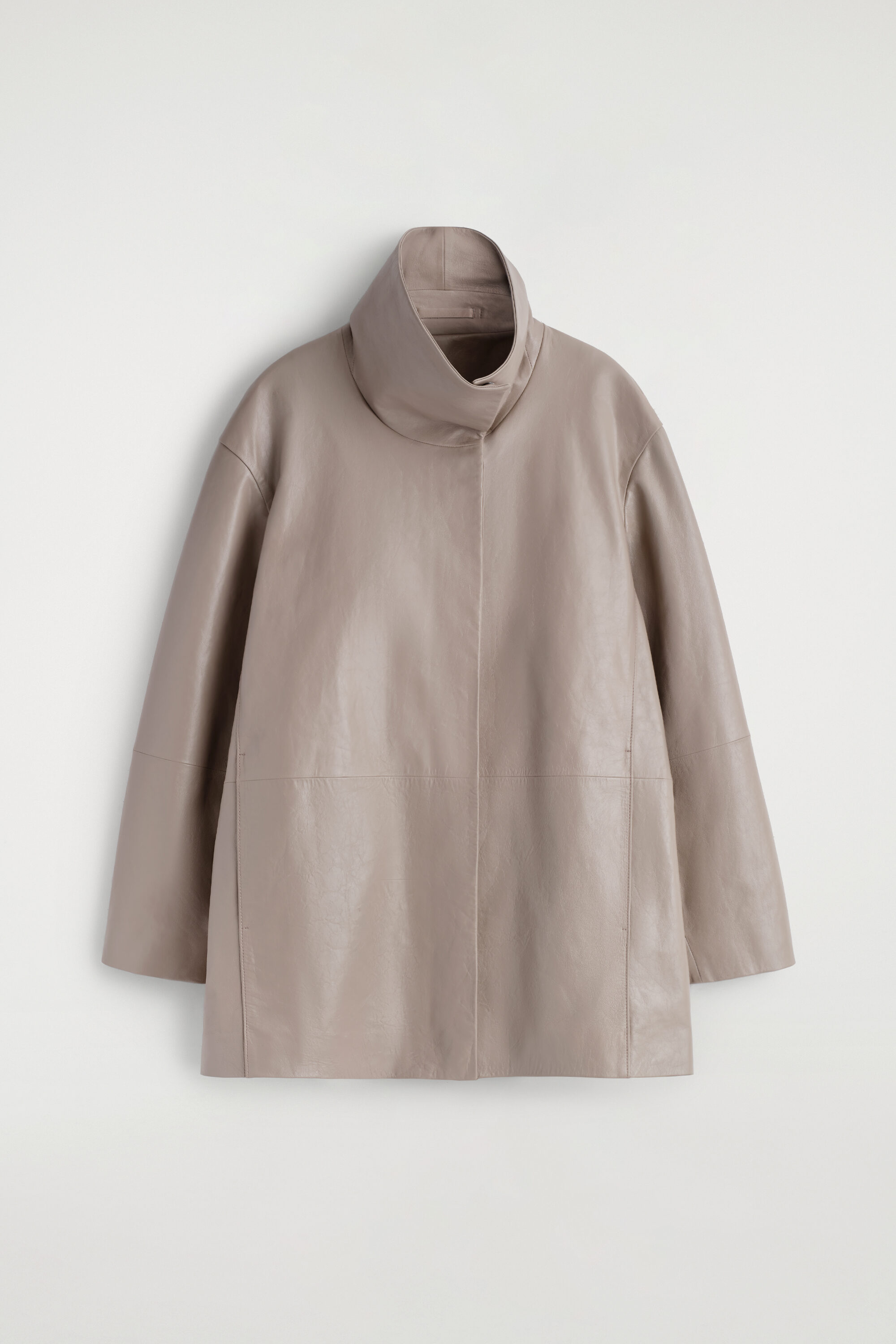 COS ジャケット OVERSIZED LEATHER MOCK-NECK BOMBER JACKET - WHEAT | COS US