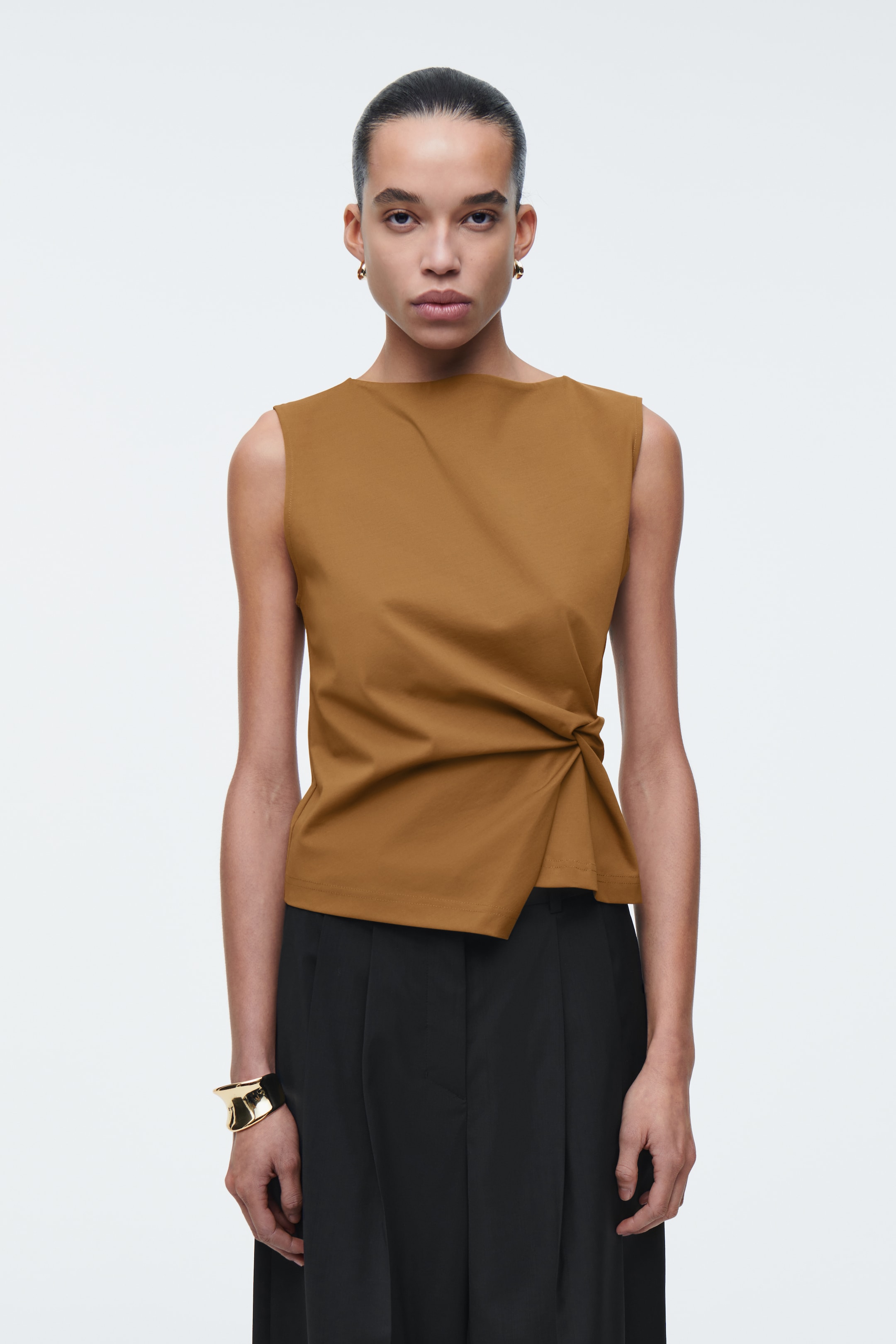 View larger image: TWIST-DETAIL TOP - BROWN - Ladies | H&M GB 1