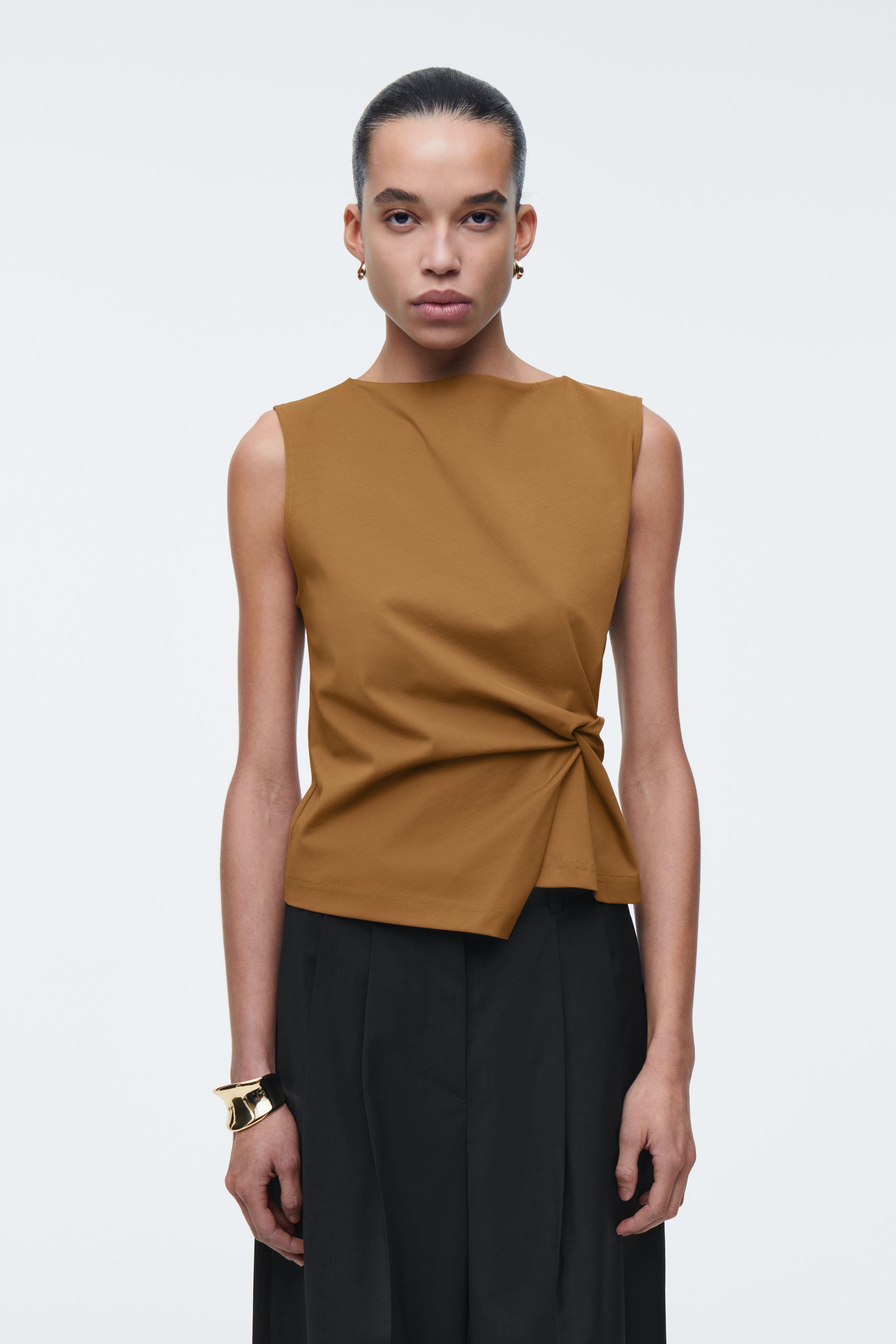 TWIST-DETAIL TOP - BROWN | COS