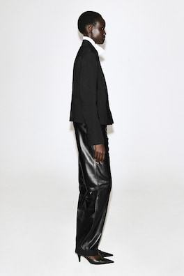 STUD-DETAIL CROPPED LINEN BLAZER — BLACK 4