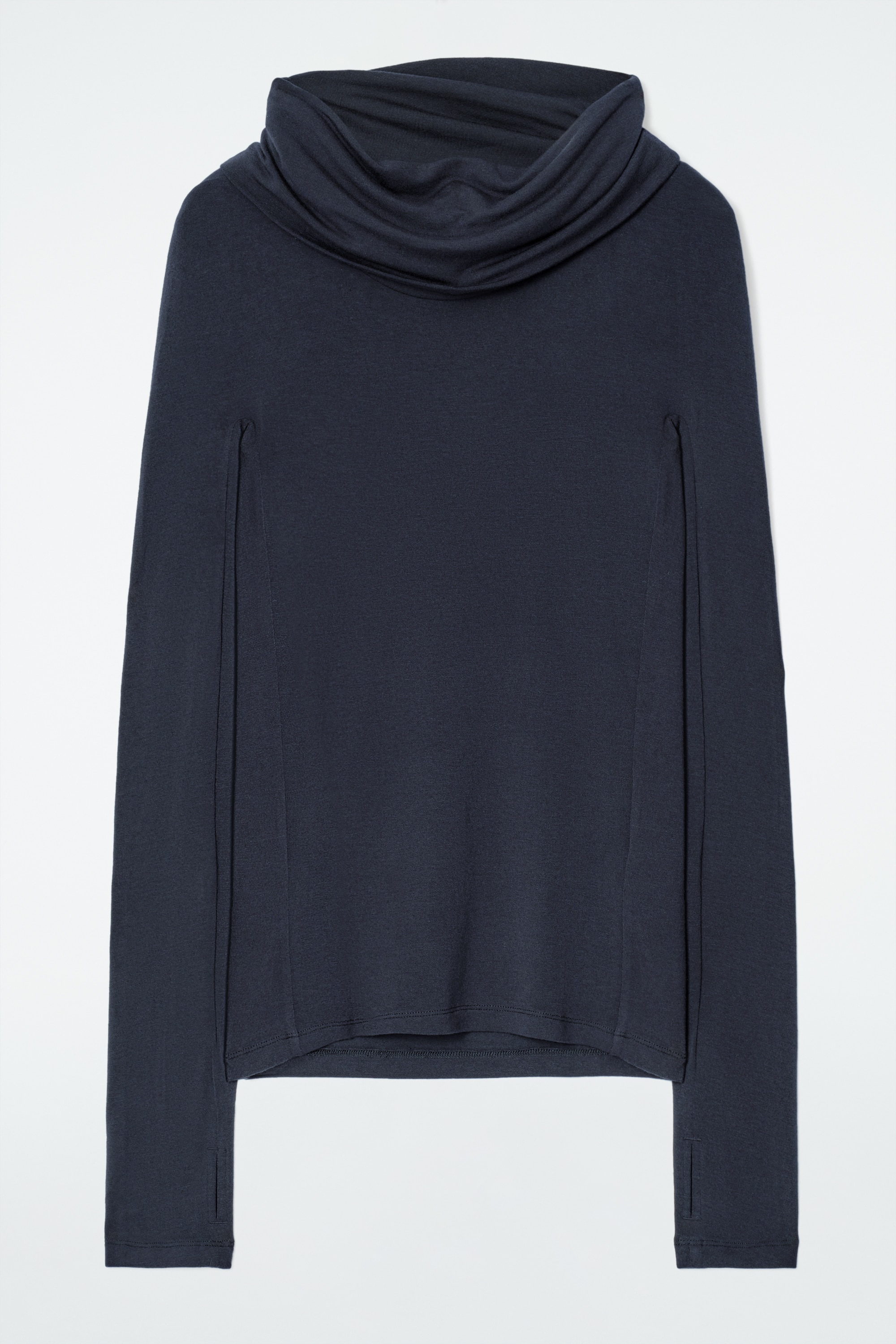 FUNNEL-NECK JERSEY TOP - DARK BLUE