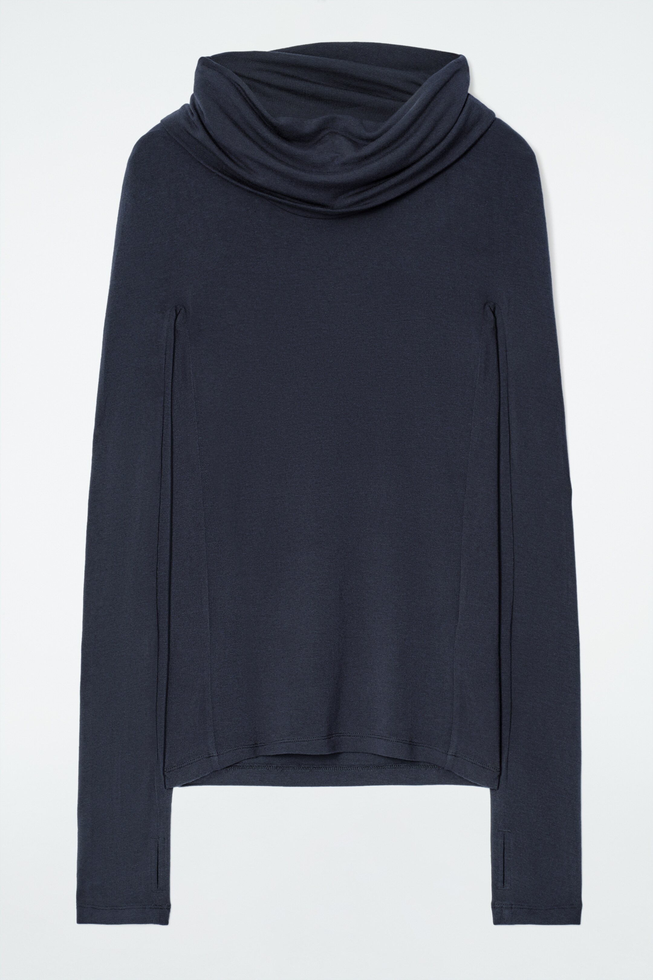 View larger image: FUNNEL-NECK JERSEY TOP - DARK BLUE - Ladies | H&M GB 6