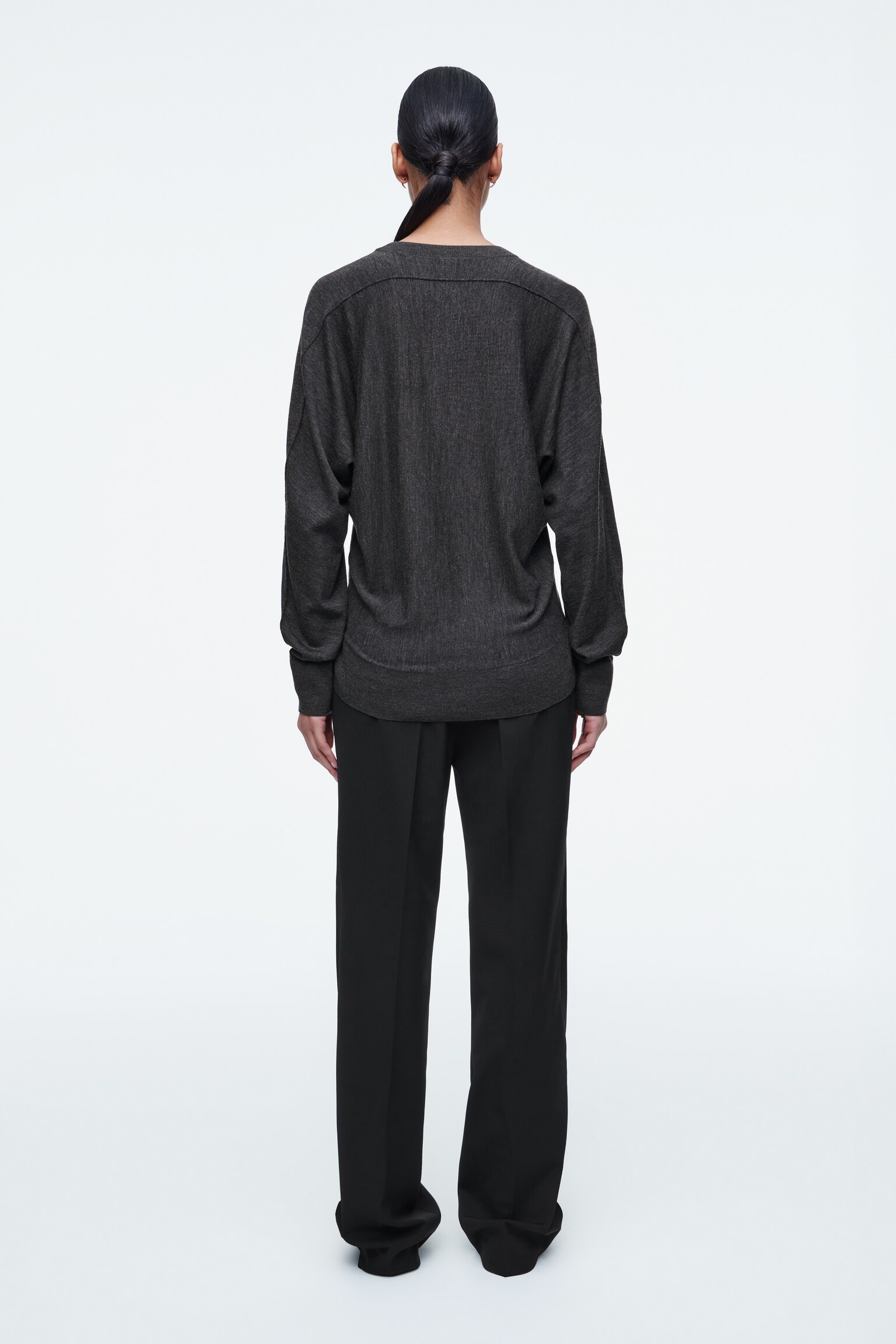 PULL SILHOUETTE ARRONDIE EN LAINE MÉRINOS - GRIS CHINÉ - 7