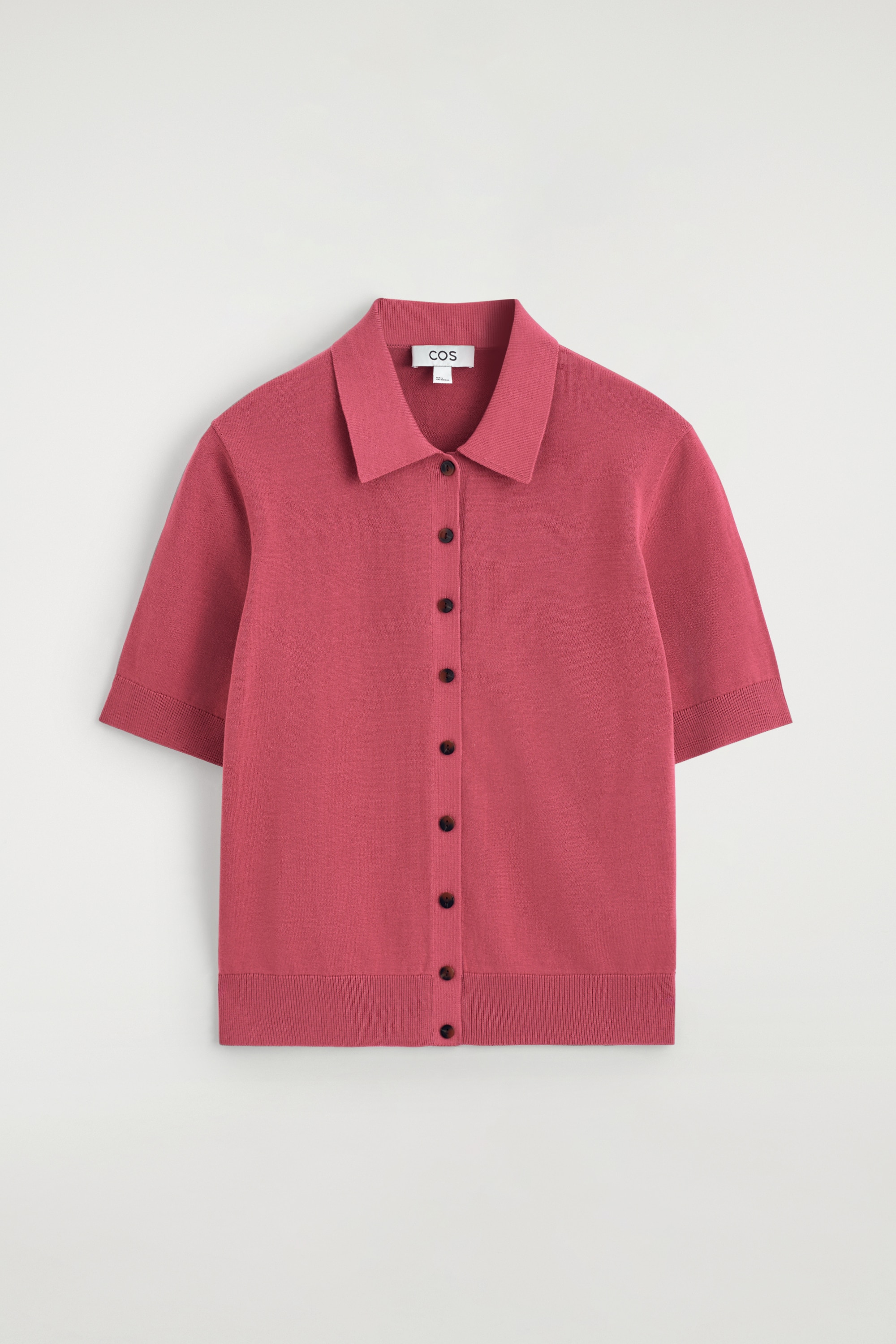 Gebreide katoenen polo-cardigan - Koraal