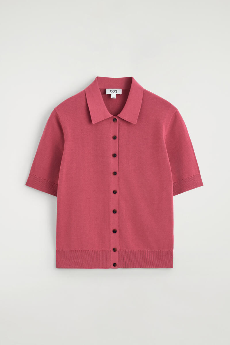 Knitted Cotton Polo Cardigan