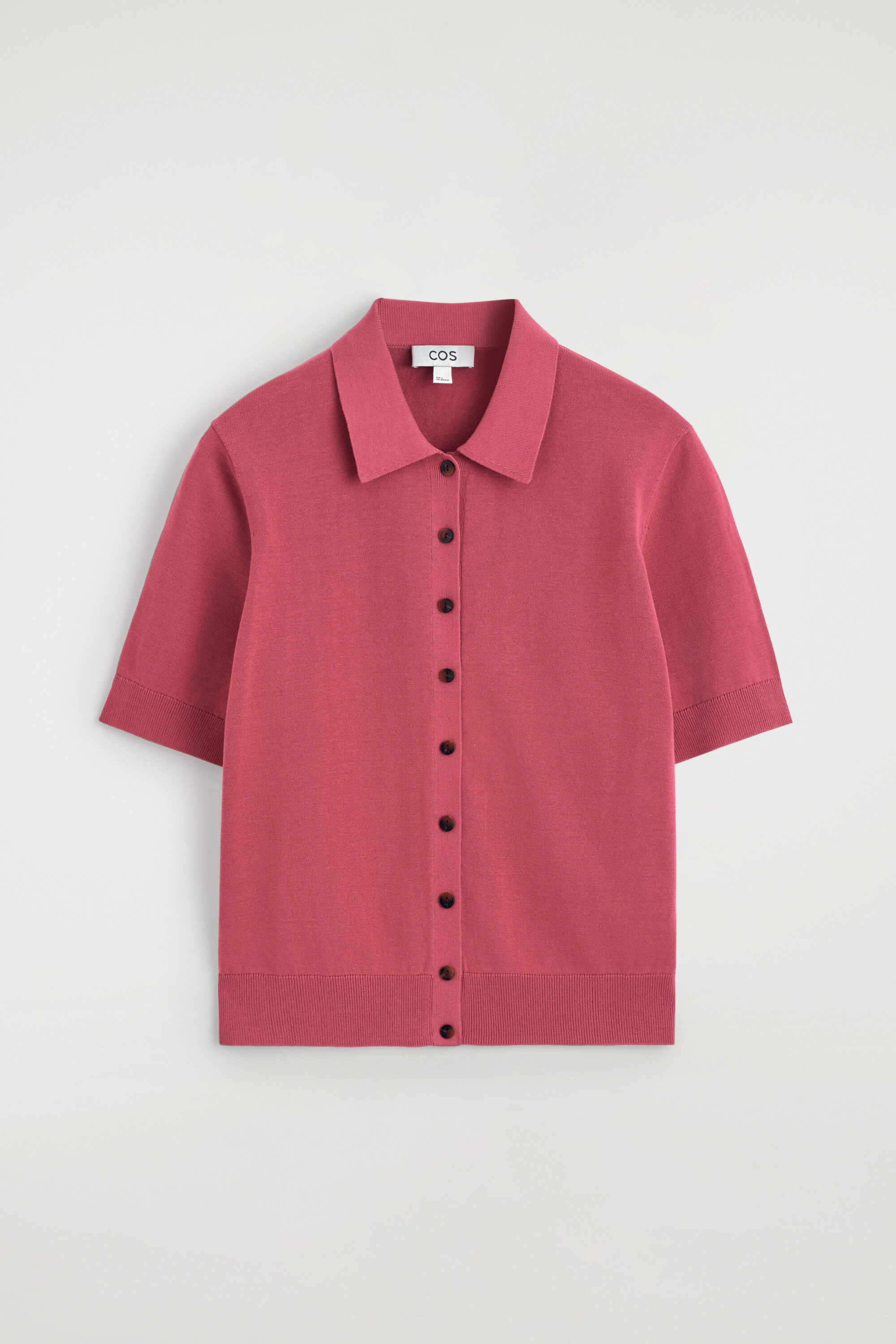 KNITTED COTTON POLO CARDIGAN - CORAL | COS US