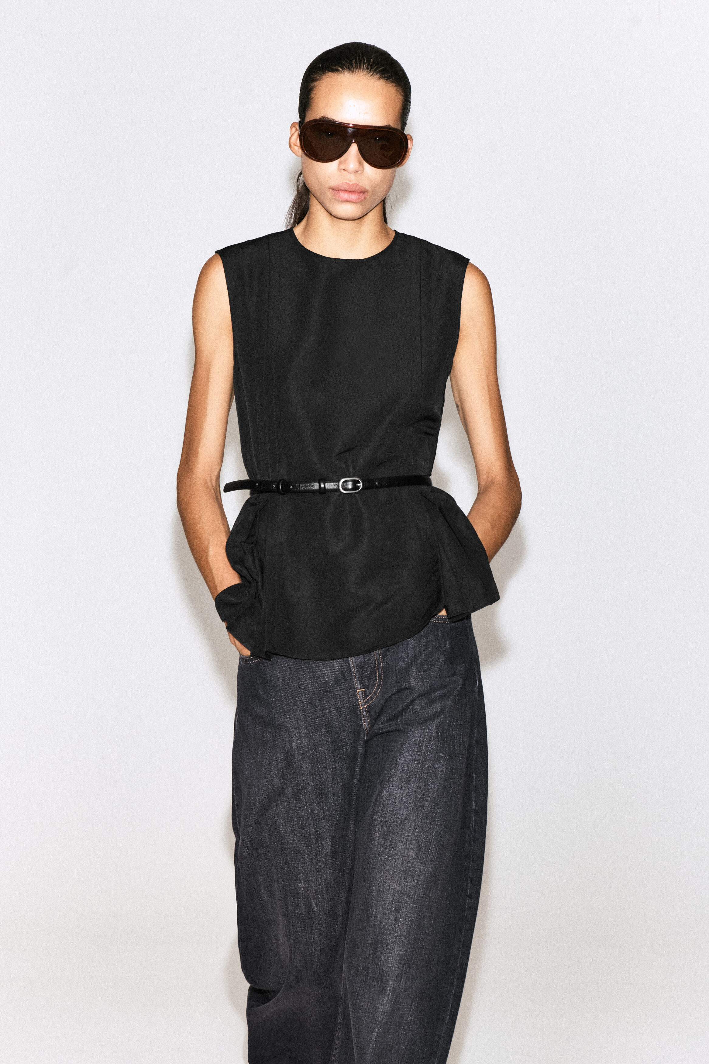 PLEATED PEPLUM TOP - thumbnail 2