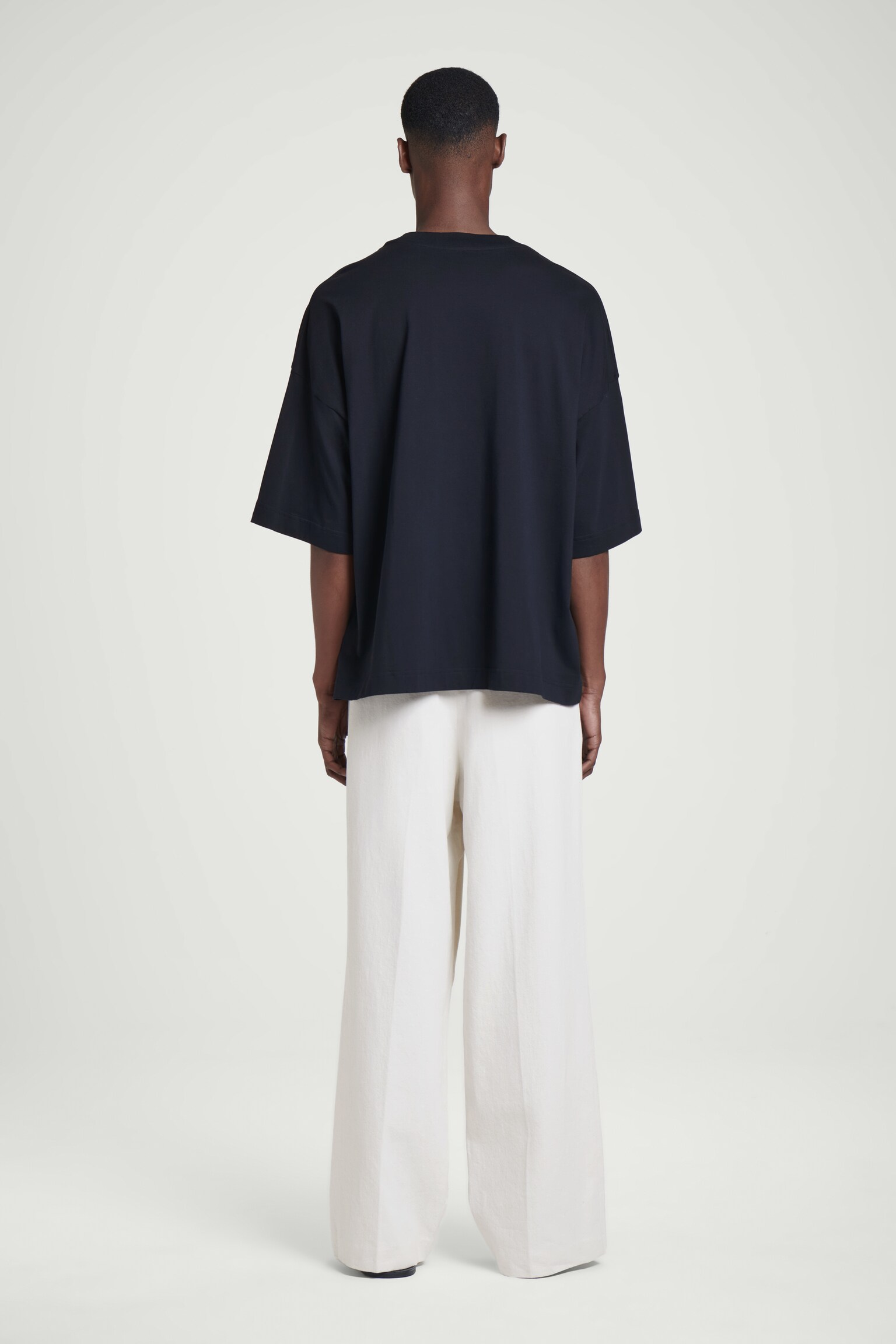 T-SHIRT OVERSIZE EXTRA-LARGE EN COTON - BLEU MARINE/BLANC - 6