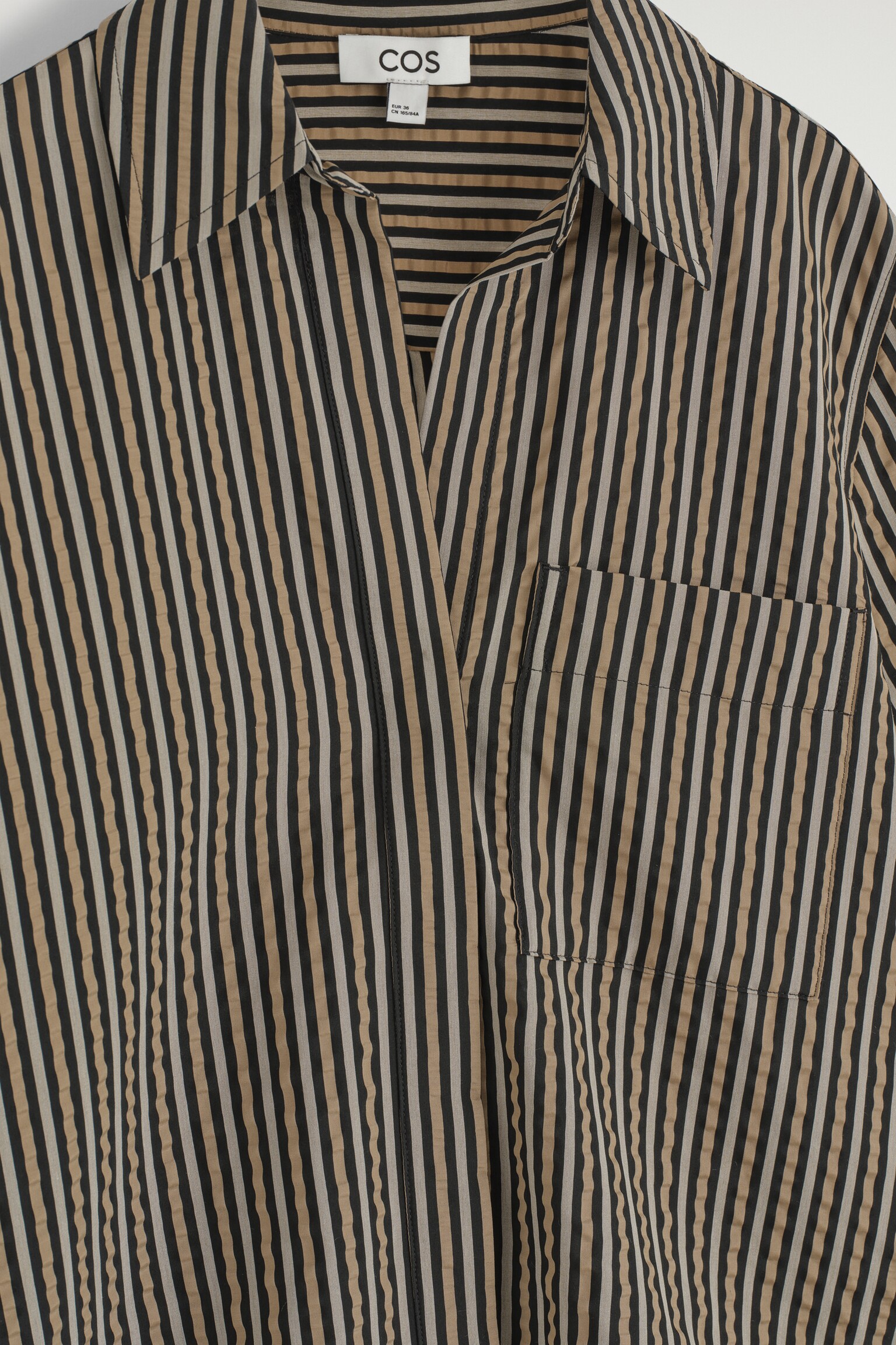 CAMICIA A RIGHE IN SEERSUCKER - MARRONE / NERO / RIGHE/BIANCO - 5