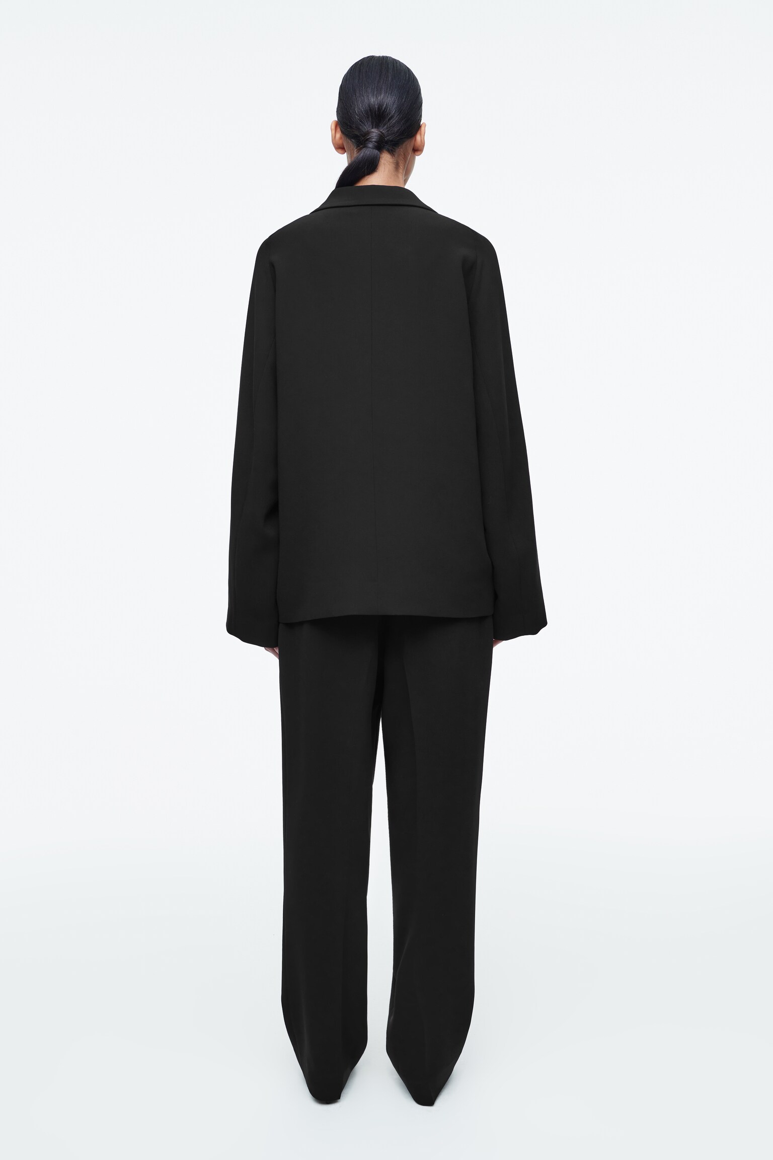 BLAZER DROIT OVERSIZE EN TISSU FLUIDE - NOIR - 8