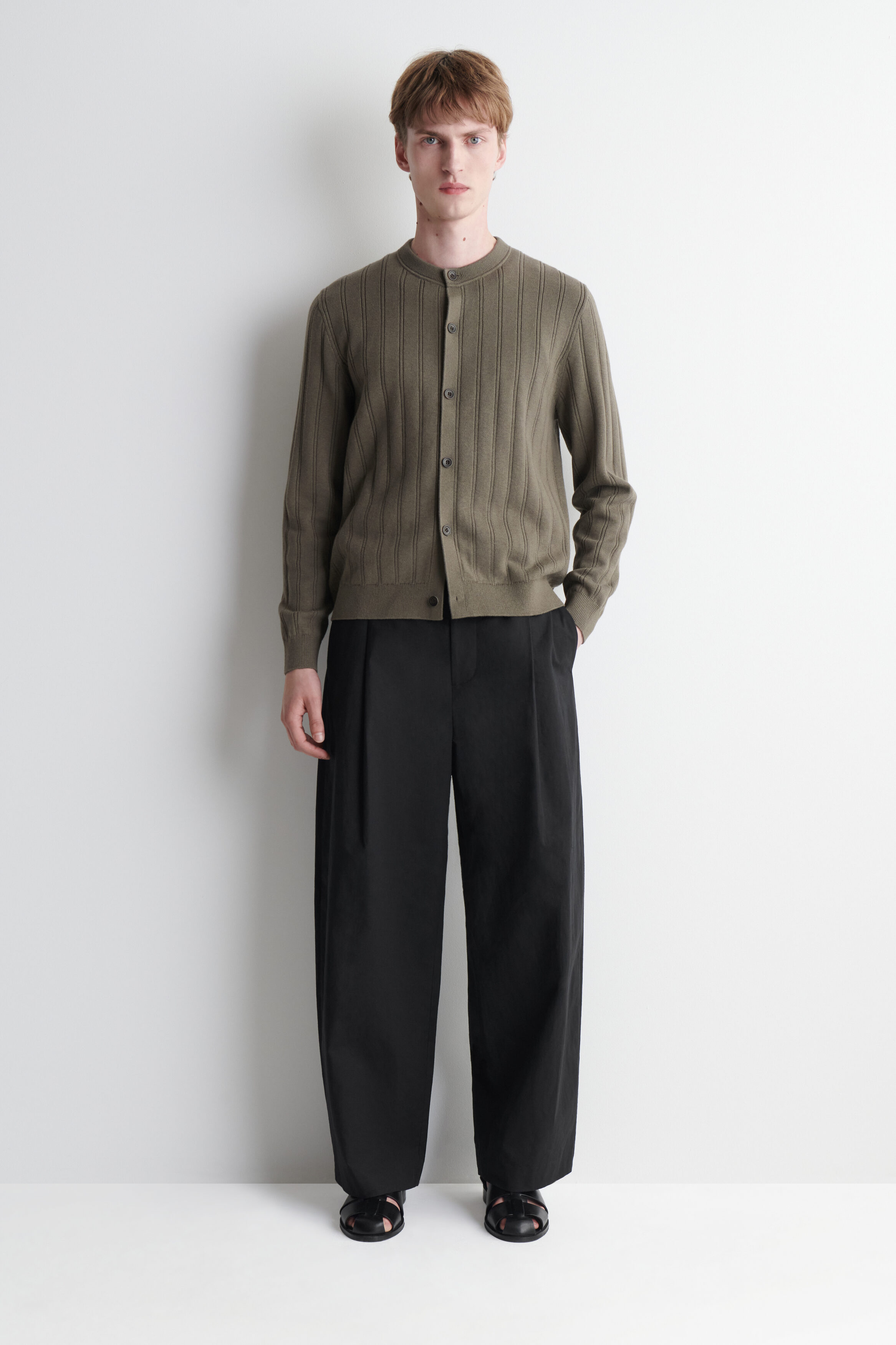 RIBBED WOOL-COTTON CARDIGAN - thumbnail 8