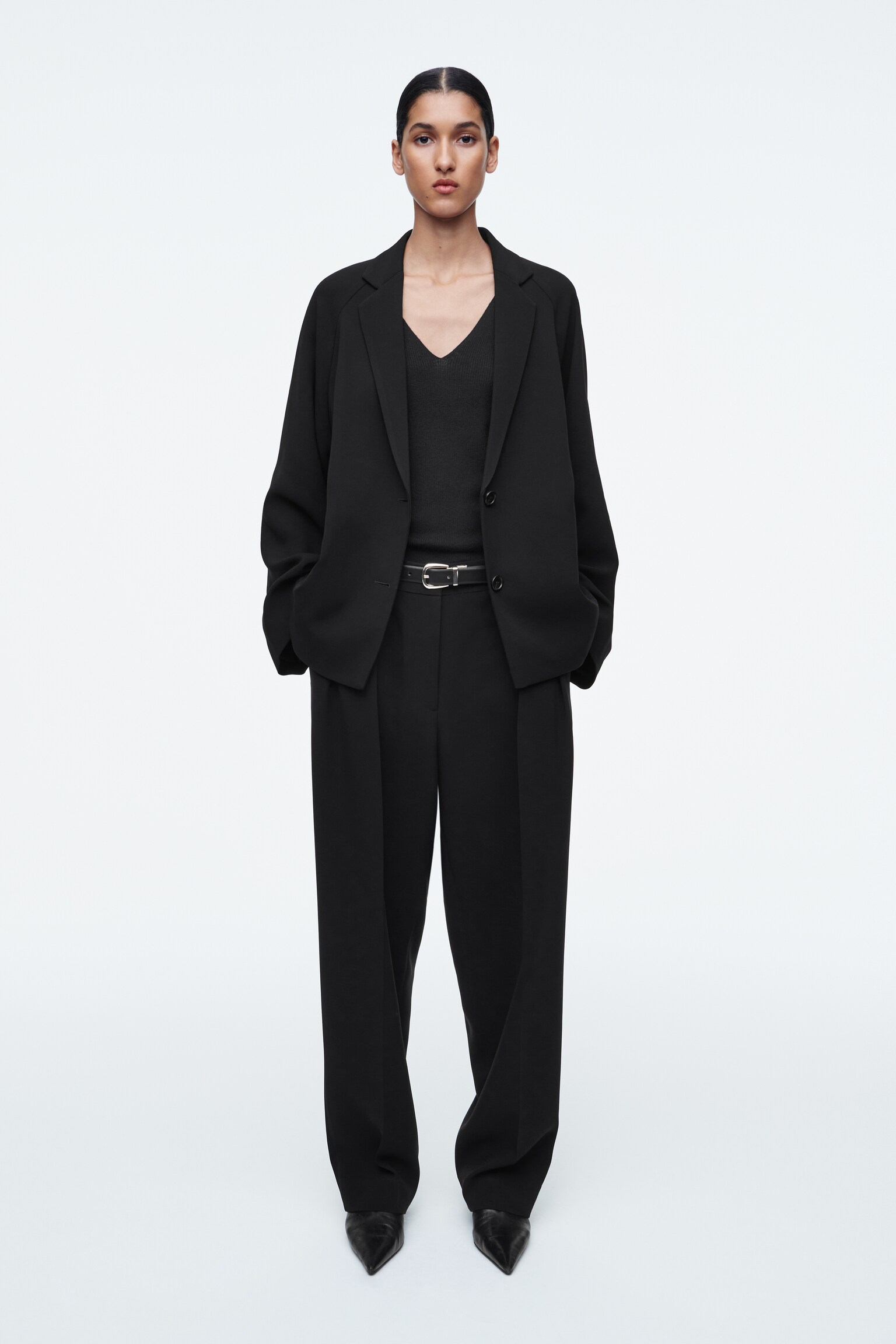 PANTALONI SARTORIALI FLUIDI A GAMBA DRITTA - NERO