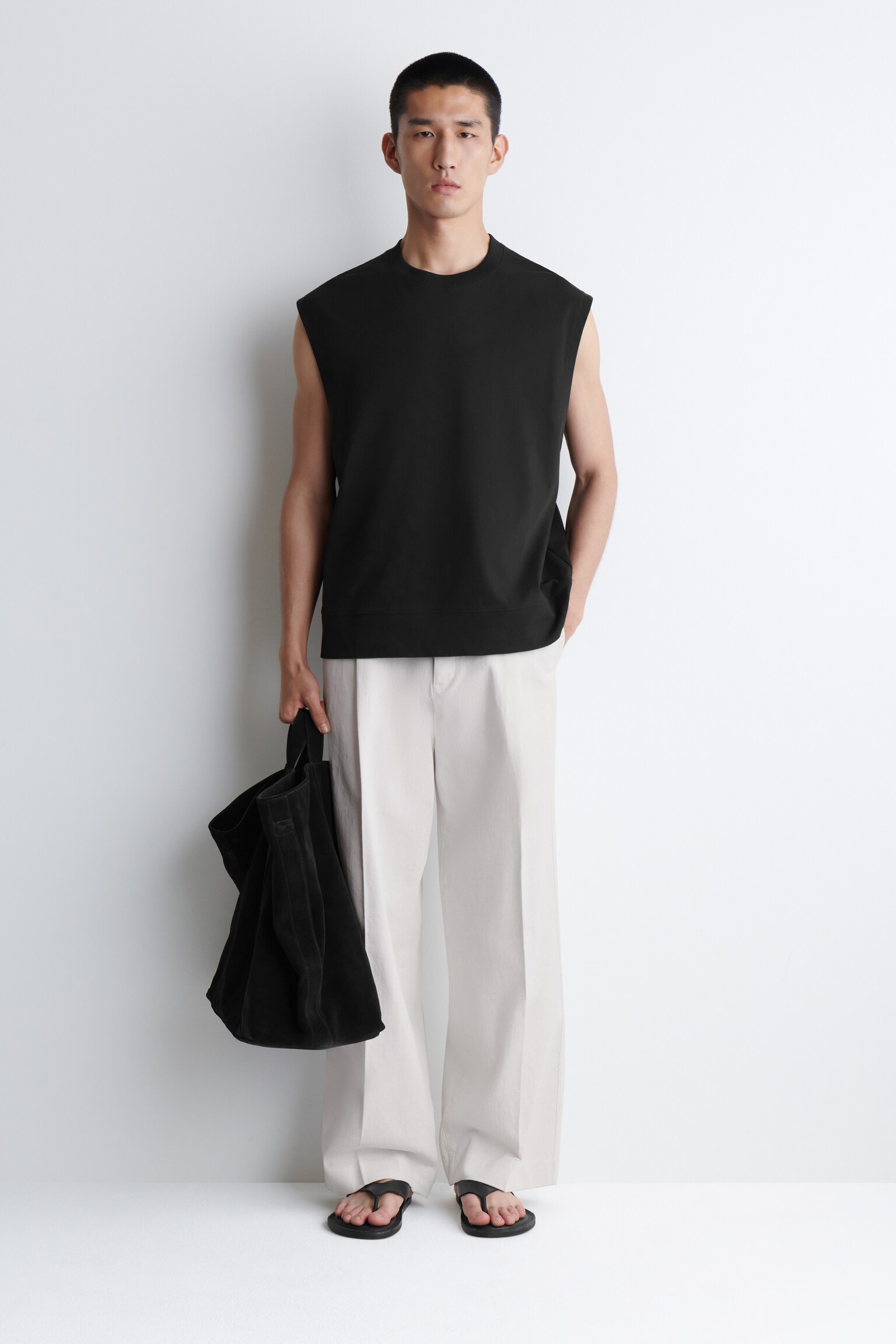 LOCKERES TANKTOP AUS BAUMWOLL-CRÊPE - SCHWARZ/HELLBLAU - 7