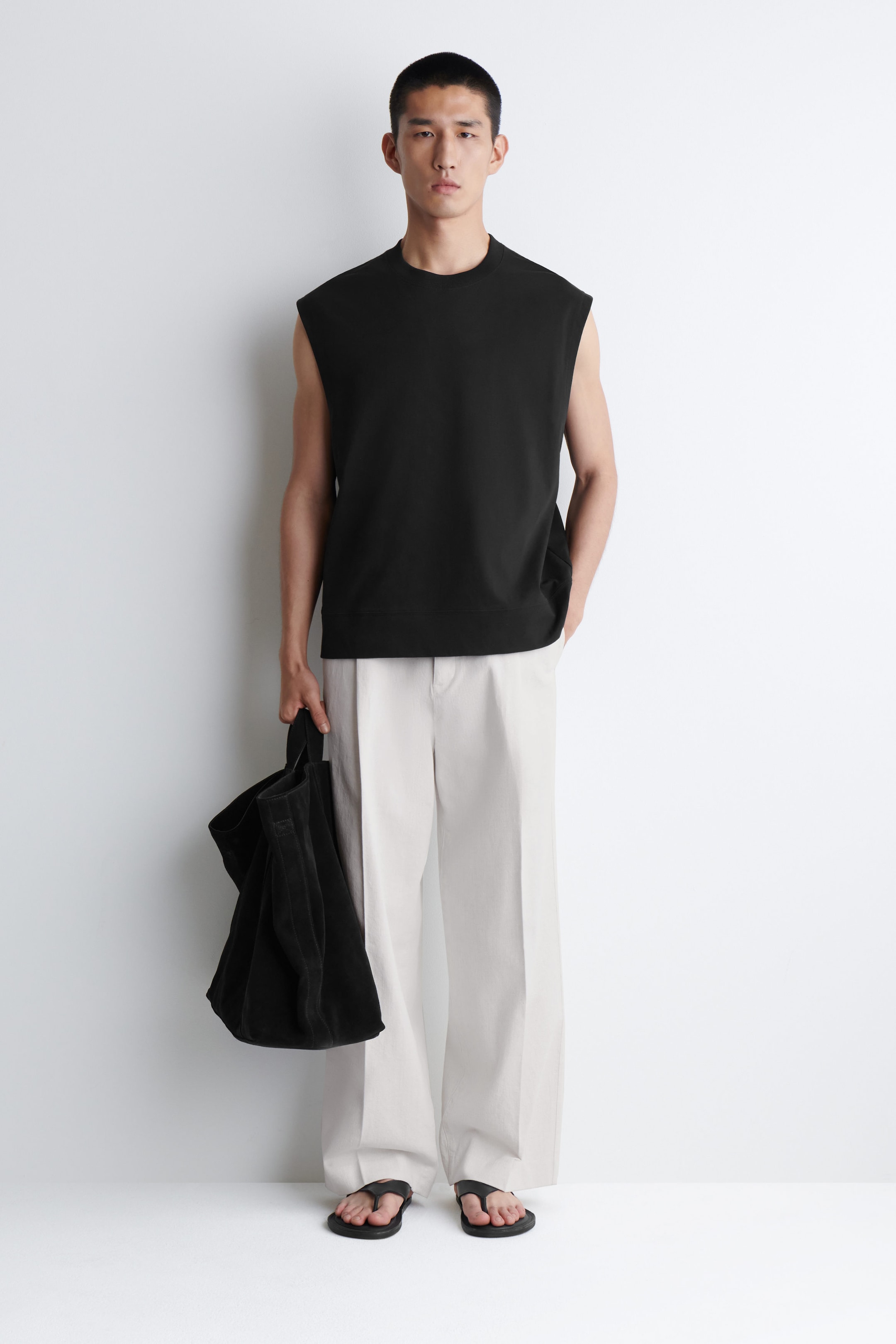 RELAXED COTTON-CREPE TANK TOP