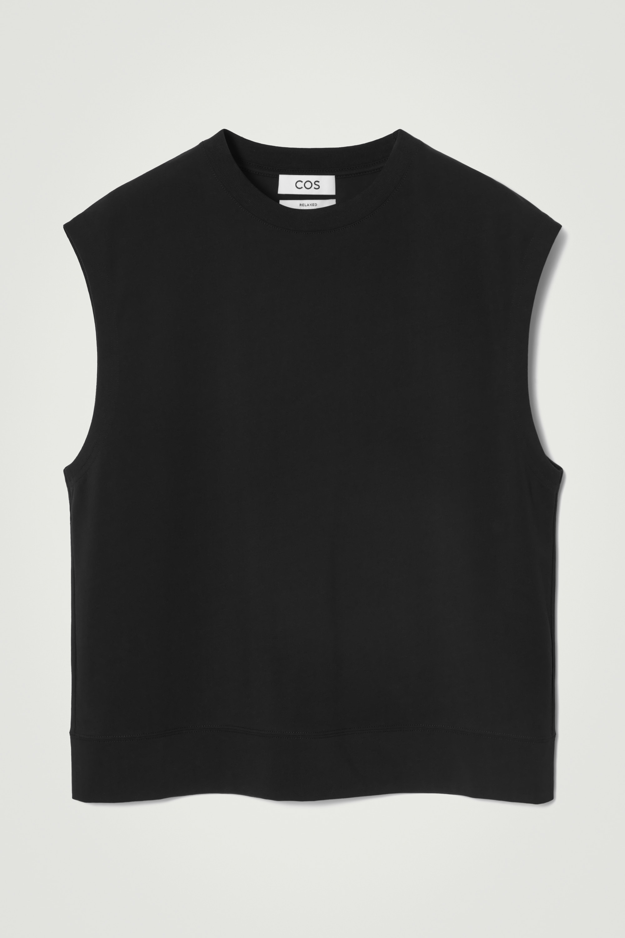 RELAXED COTTON-CREPE TANK TOP - BLACK/LIGHT BLUE