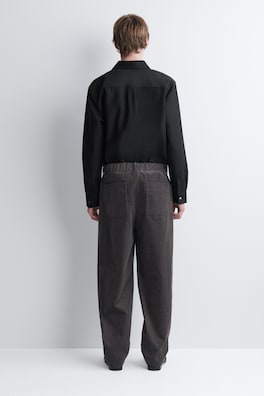 CORDUROY RELAXED-FIT TAPERED PANTS — DARK GRAY 4