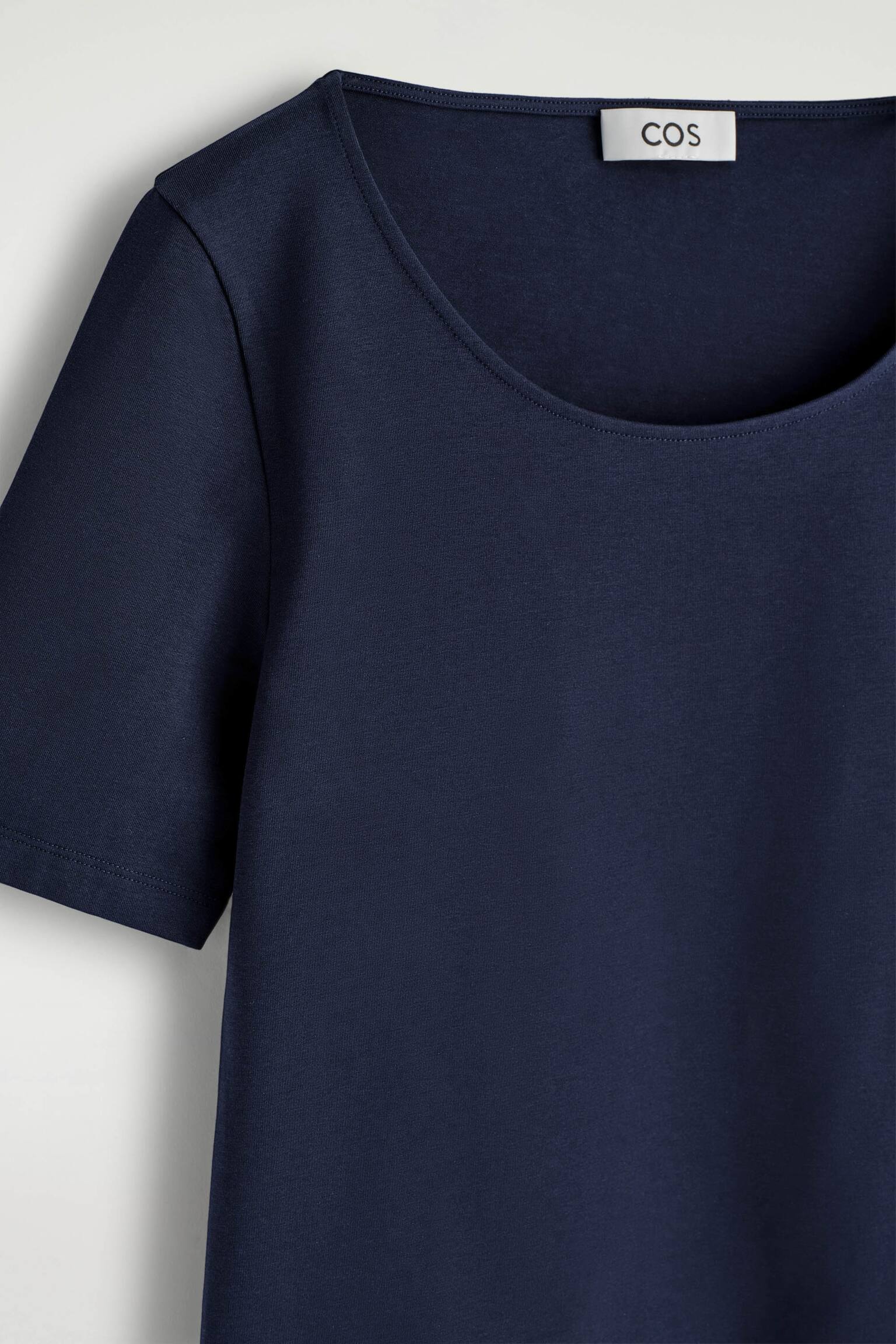 T-SHIRT SLIM IN COTONE CON SCOLLO ROTONDO - BLU NAVY/MARRONE MÉLANGE/AVORIO - 6