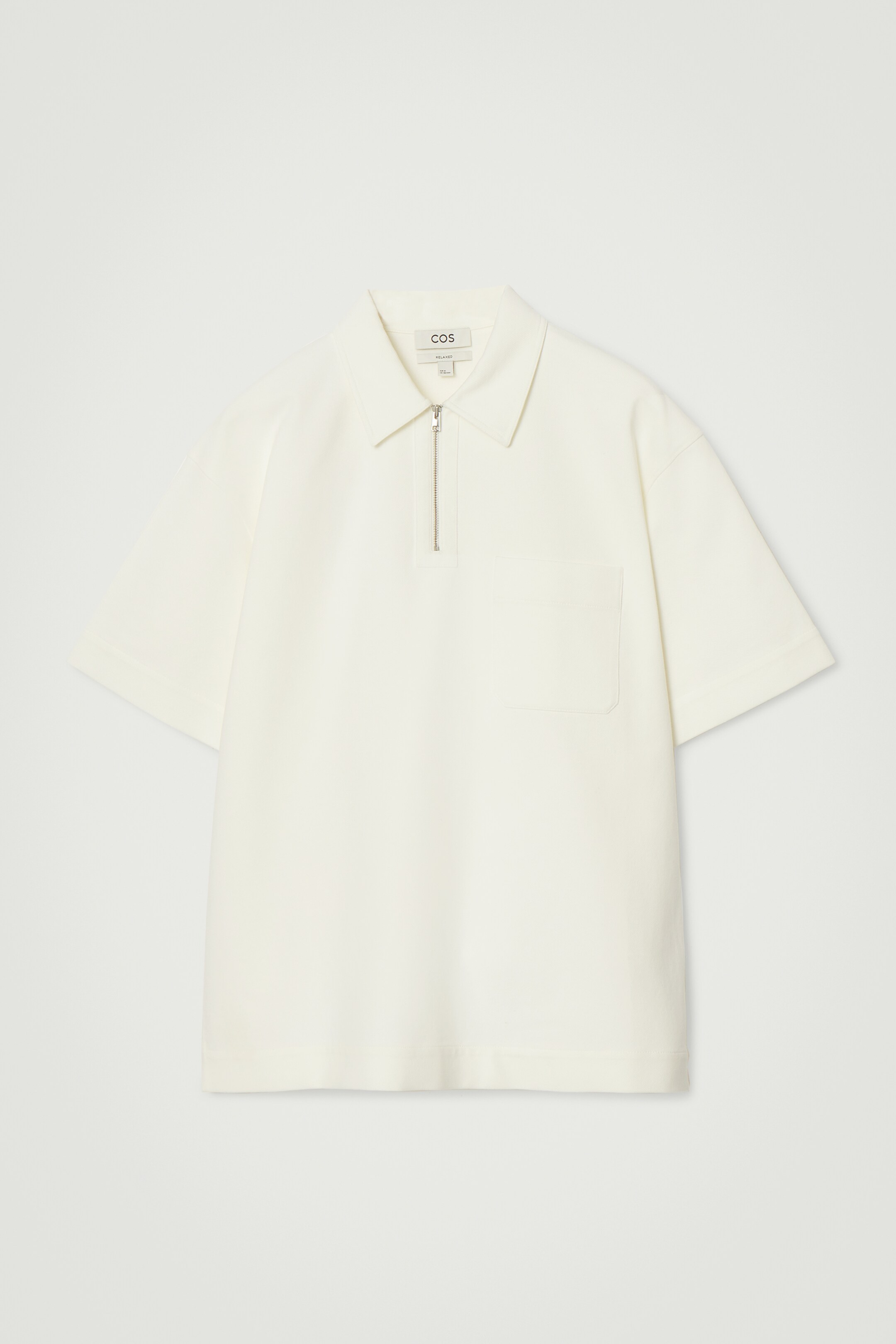 View larger image: COTTON-TWILL HALF-ZIP POLO SHIRT - OFF-WHITE - Men | H&M GB 1