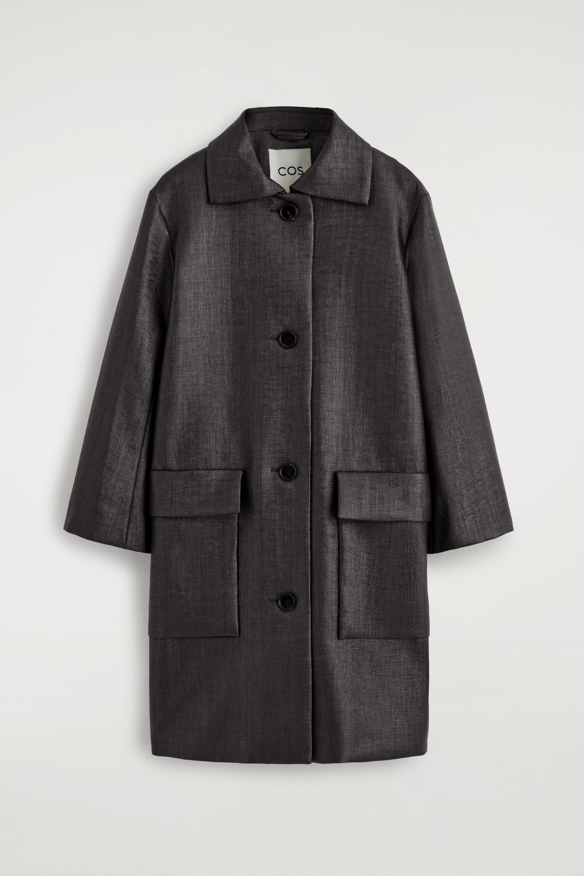 Teksturoitu yksirivinen takki - Hiilenharmaa