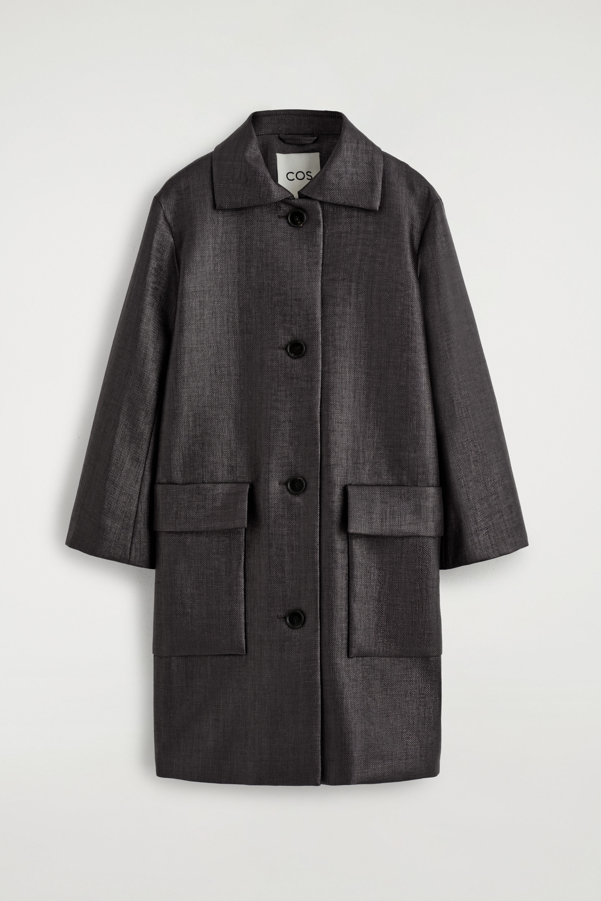 TEXTURED SINGLE-BREASTED COAT - CHARCOAL | COS US