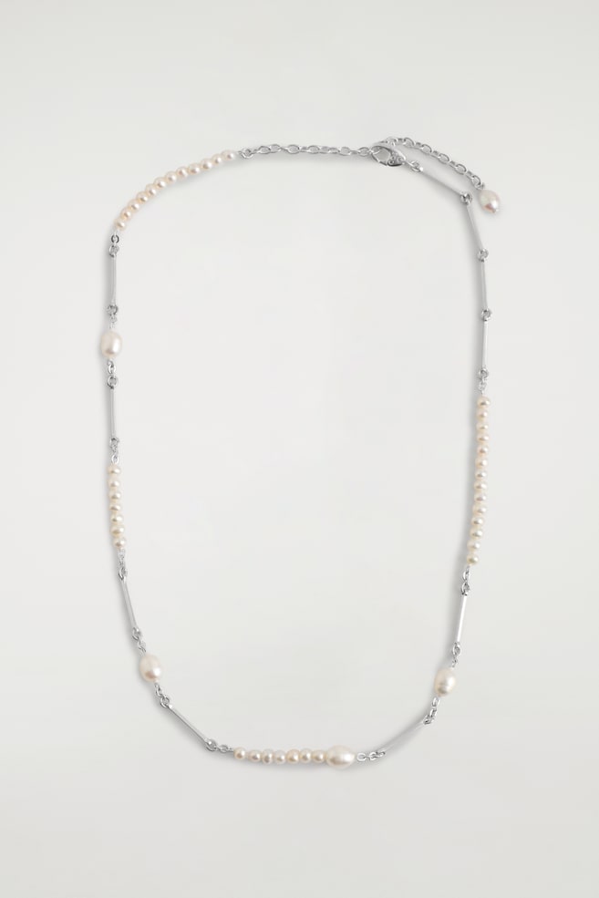 ASYMMETRIC FRESHWATER PEARL NECKLACE - SILVER - 1