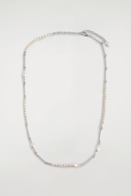 ASYMMETRIC FRESHWATER PEARL NECKLACE — SILVER 3