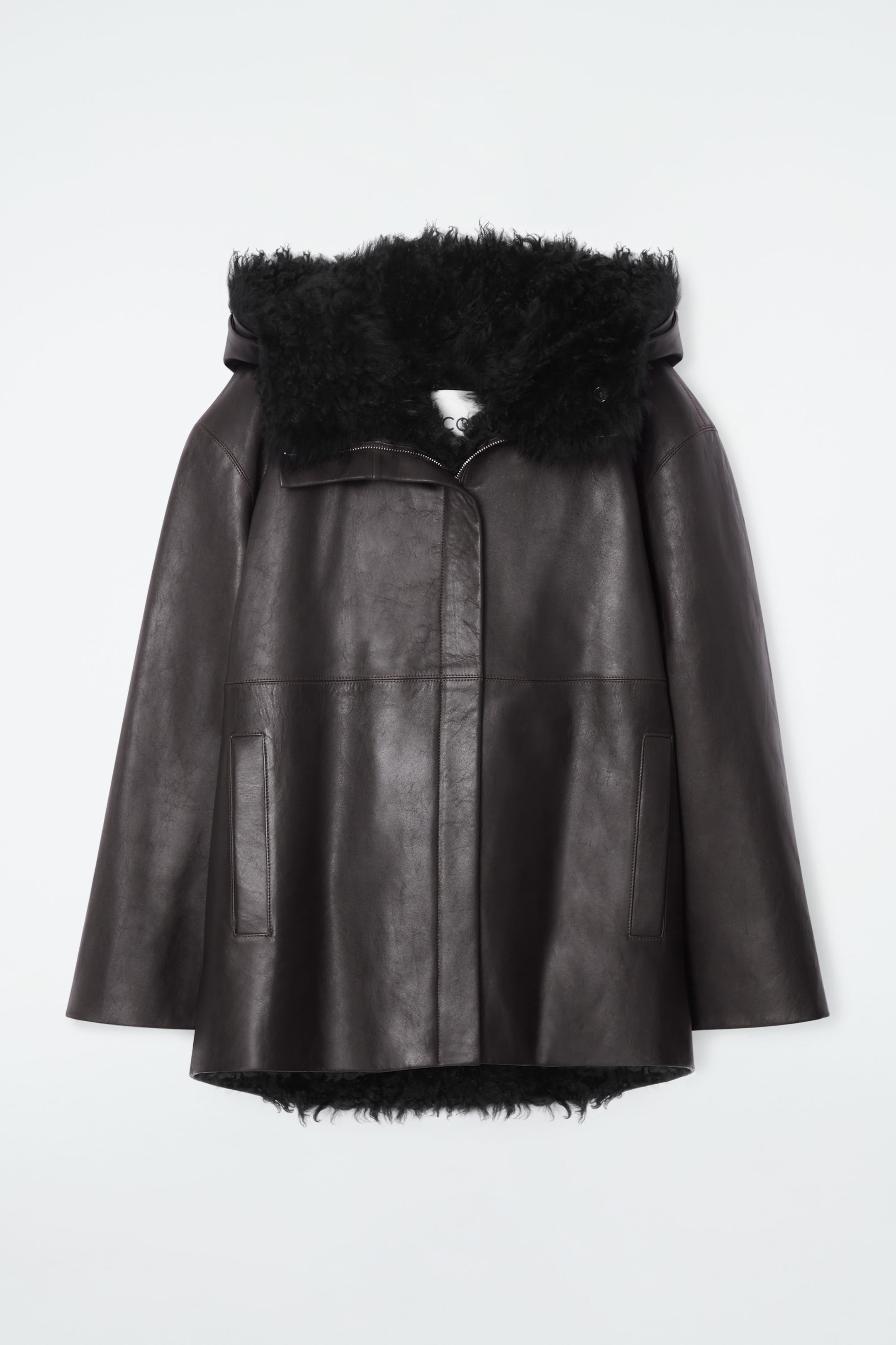 SHEARLING-LINED NAPPA HOODED JACKET