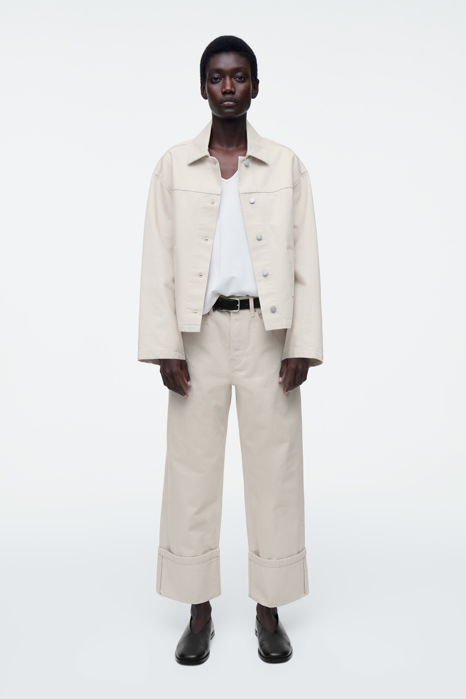 VESTE SILHOUETTE CARRÉE EN DENIM - ÉCRU - 3