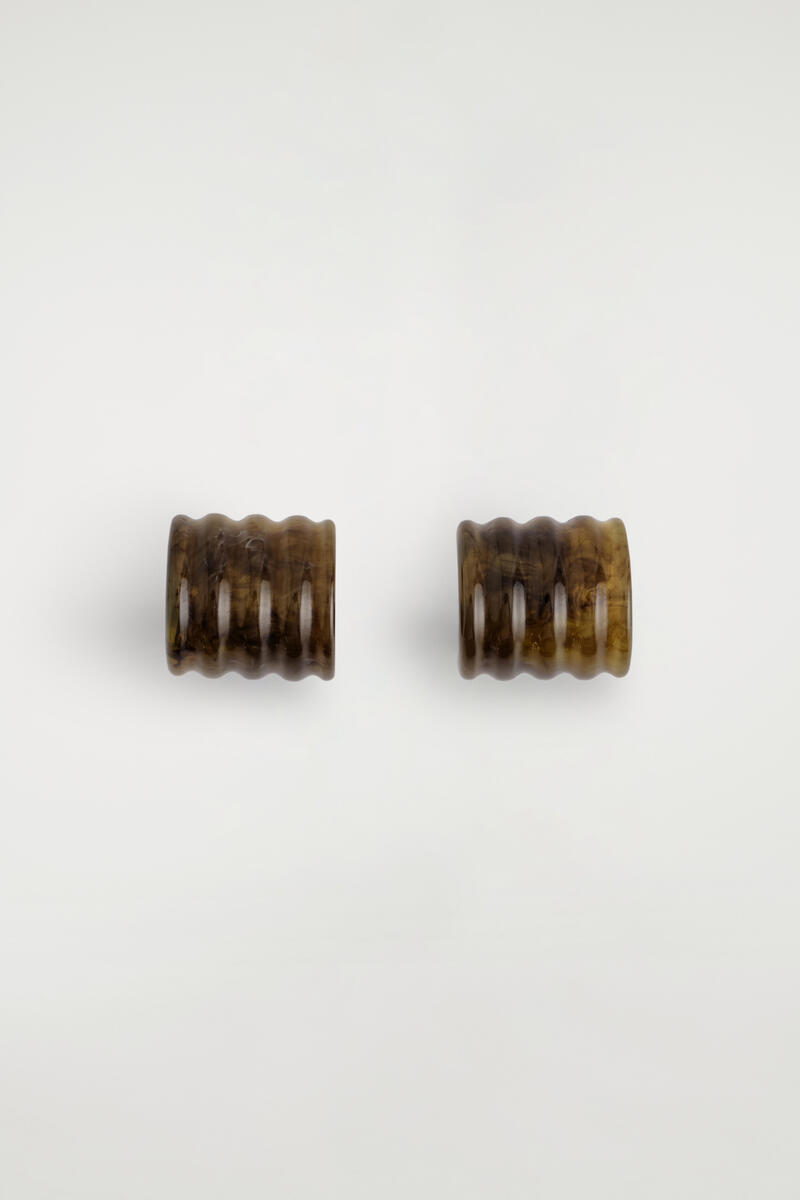 COS Rippled Hoop Earrings Brown Women's