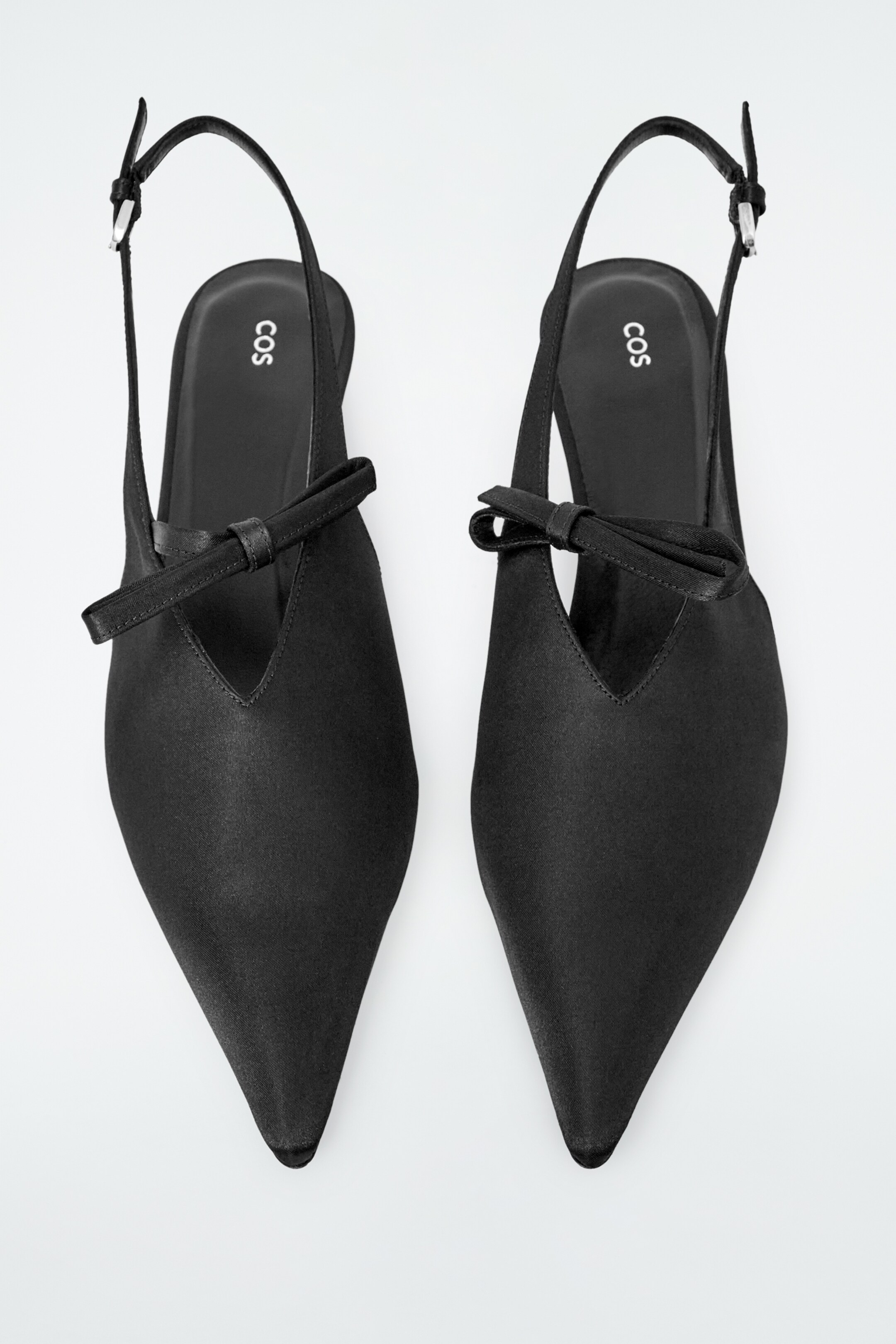 Ingrandisci l'immagine: BOW-DETAIL POINTED SATIN SLINGBACK PUMPS - BLACK - DONNA | H&M CH 3