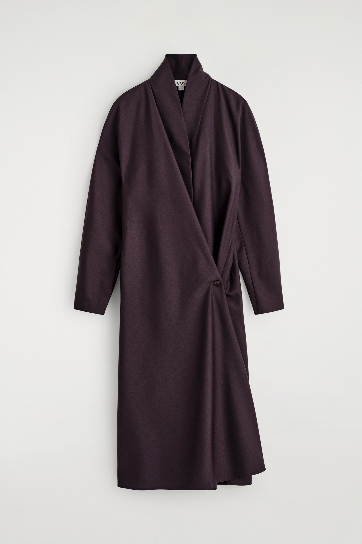 SHAWL-COLLAR WOOL WRAP DRESS - PURPLE - 2