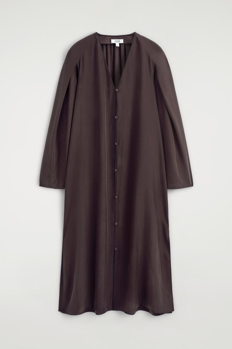 Gathered Silk Midi Dress