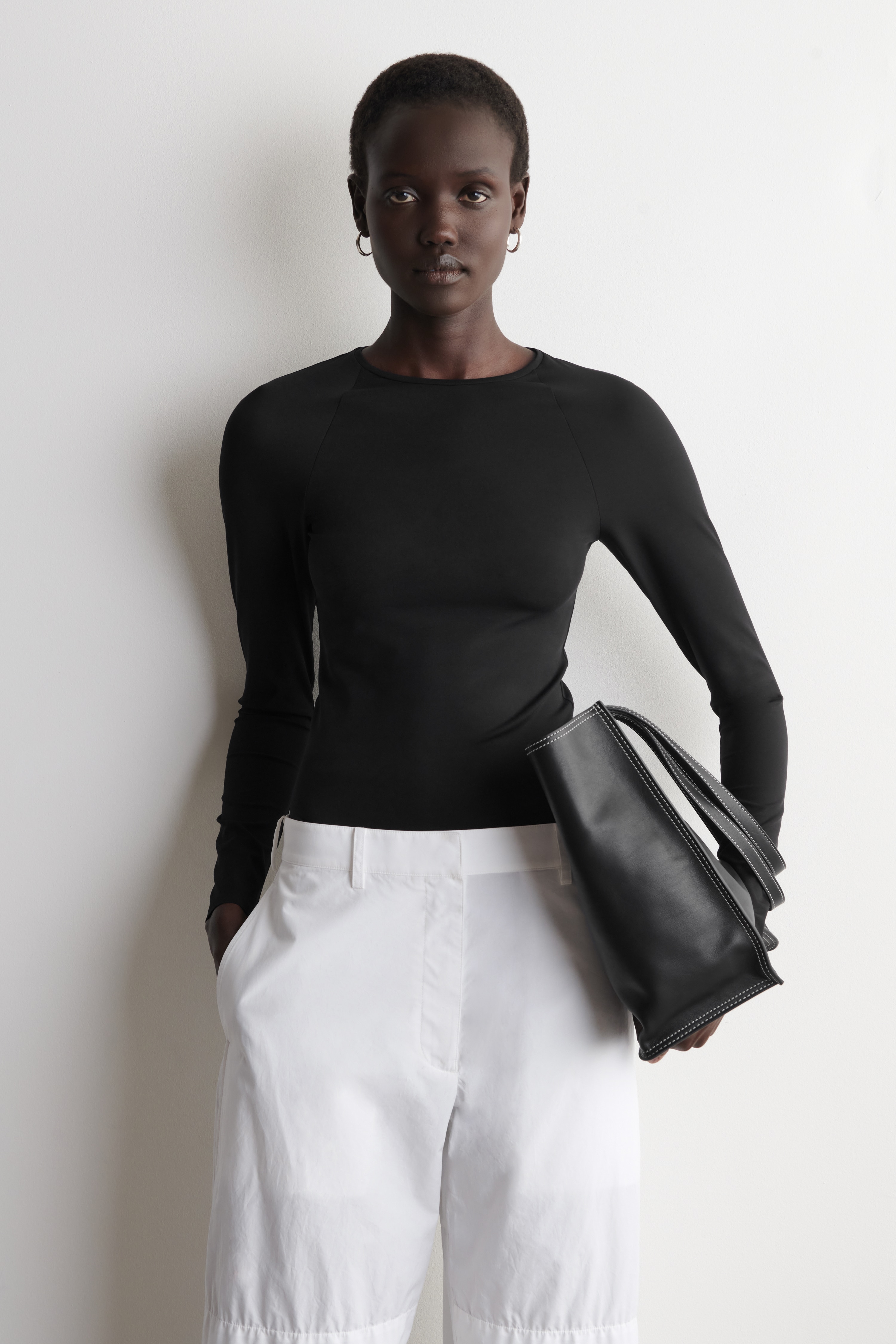 TOP À MANCHES LONGUES EN JERSEY TECHNIQUE - NOIR