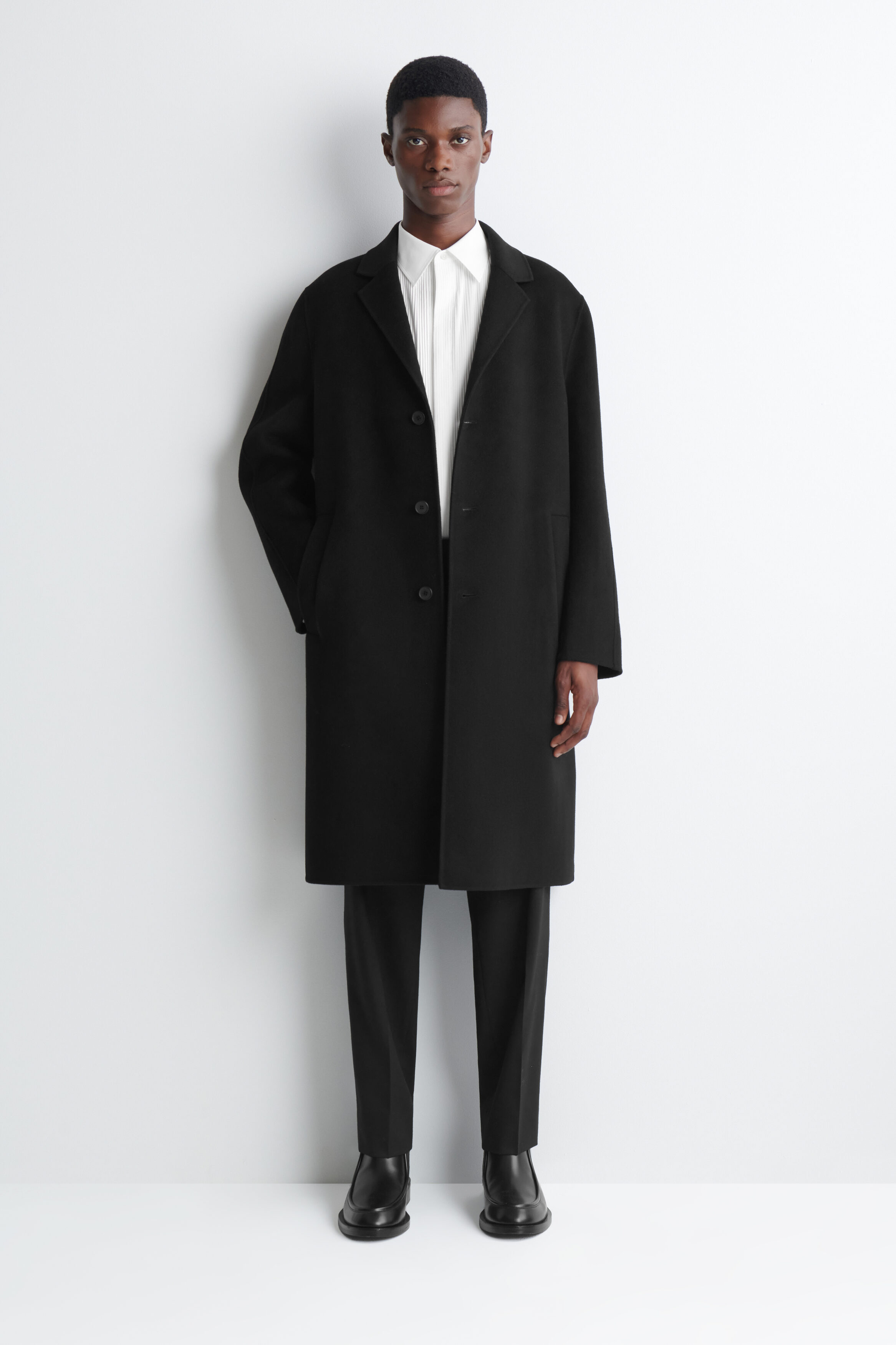 PINTUCKED COTTON TUXEDO SHIRT - thumbnail 3