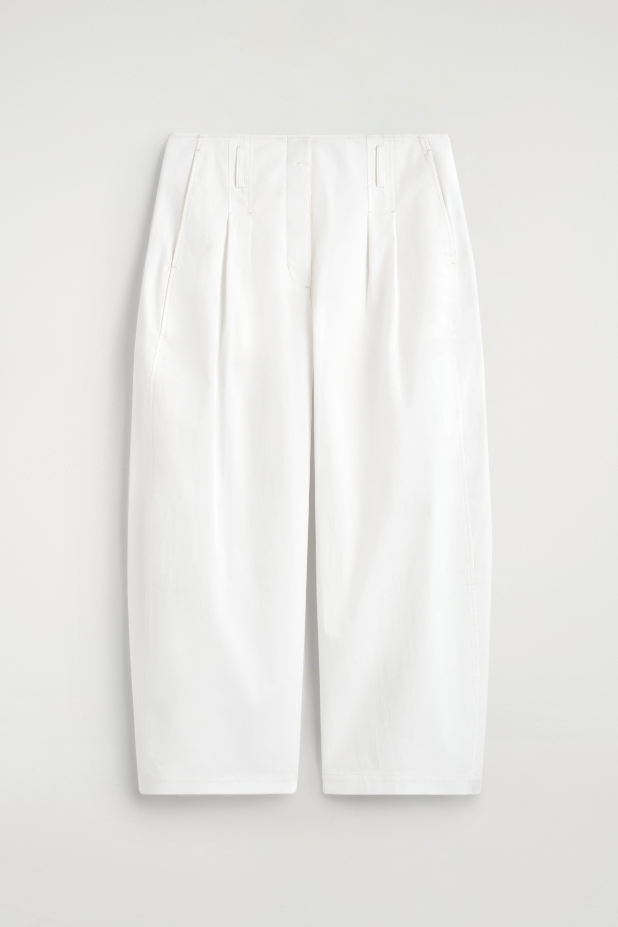 BAUMWOLLHOSE MIT BALLONBEIN UND FALTEN - WEISS