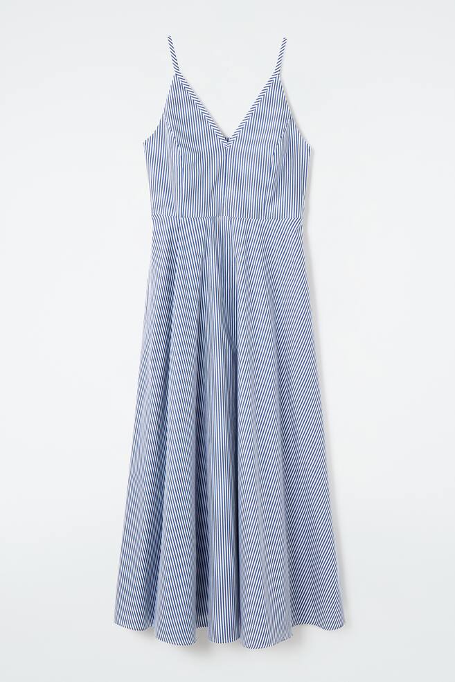 STRIPED A-LINE MIDI DRESS - BLUE / STRIPED - 1
