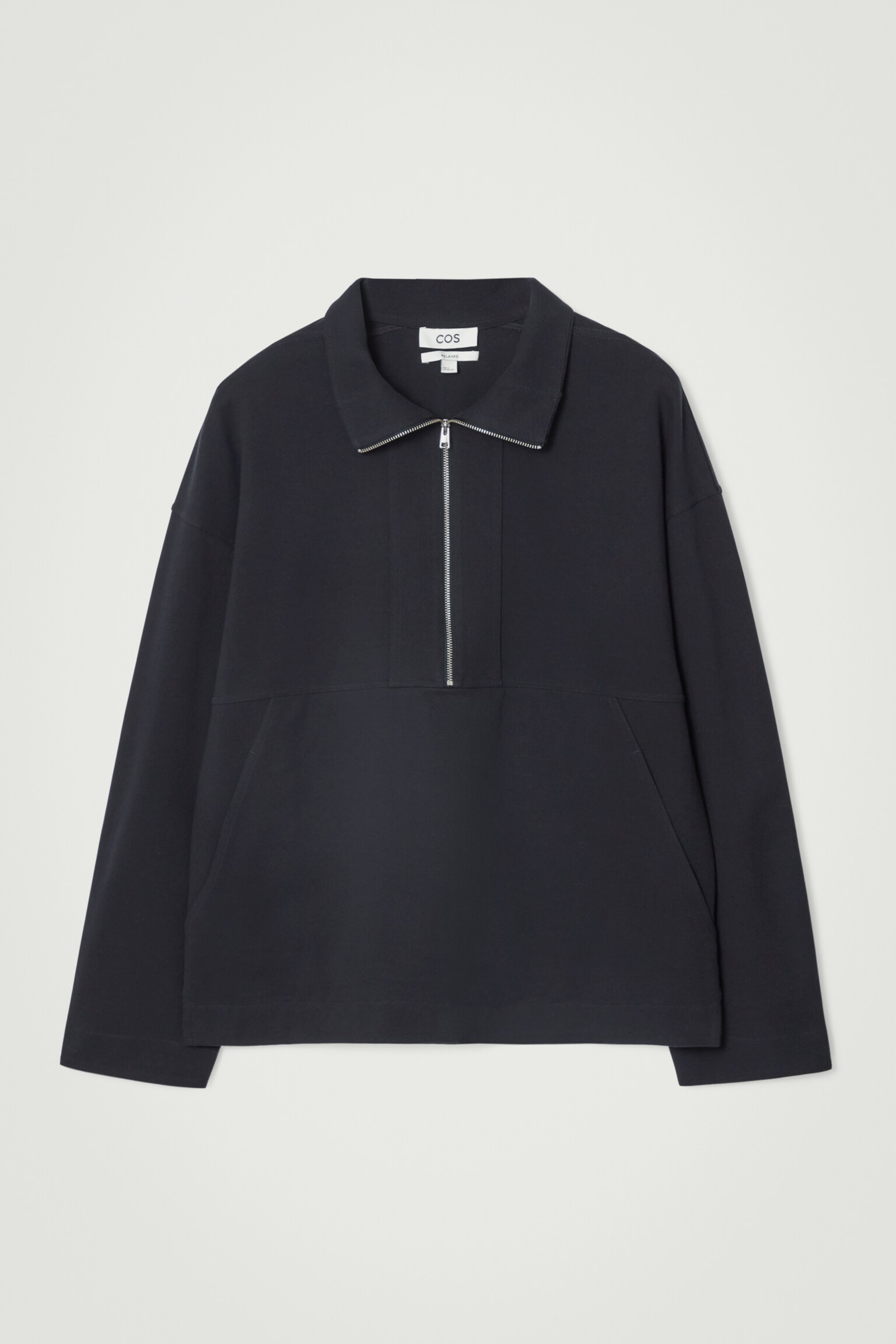 COLLARED TWILL HALF-ZIP SWEATSHIRT - NAVY - 1