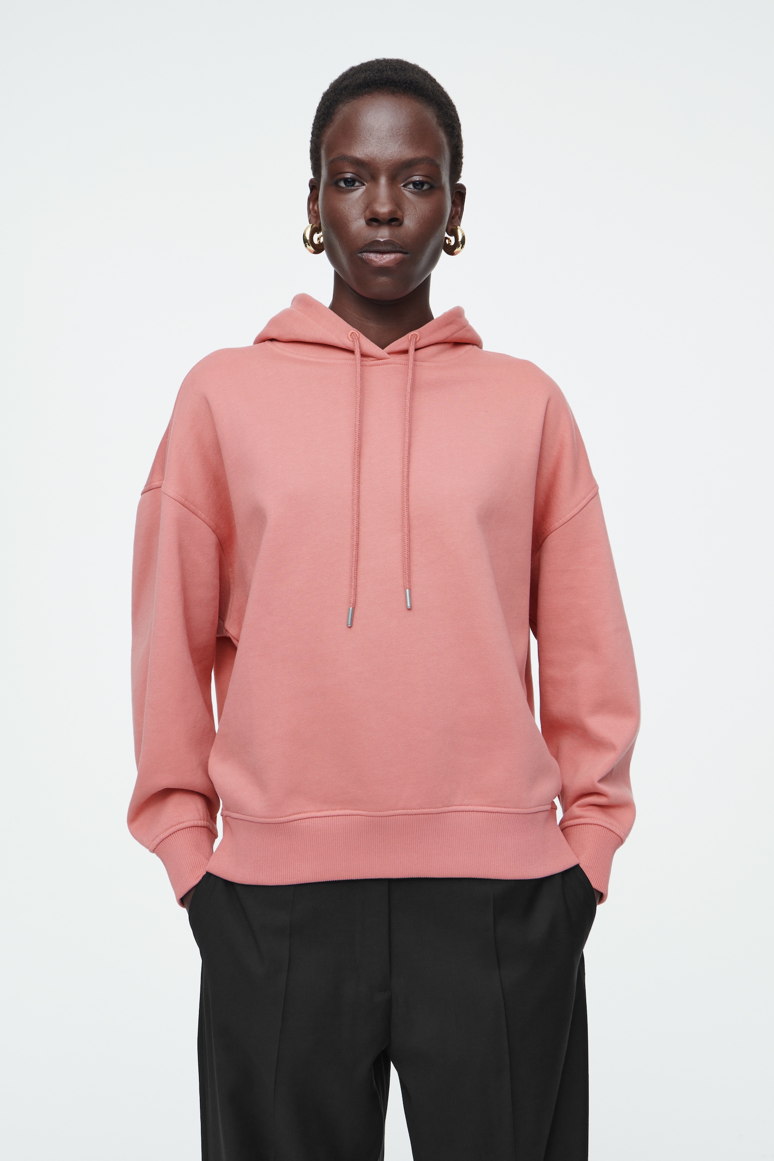 COTTON-JERSEY HOODIE - DUSTY PINK