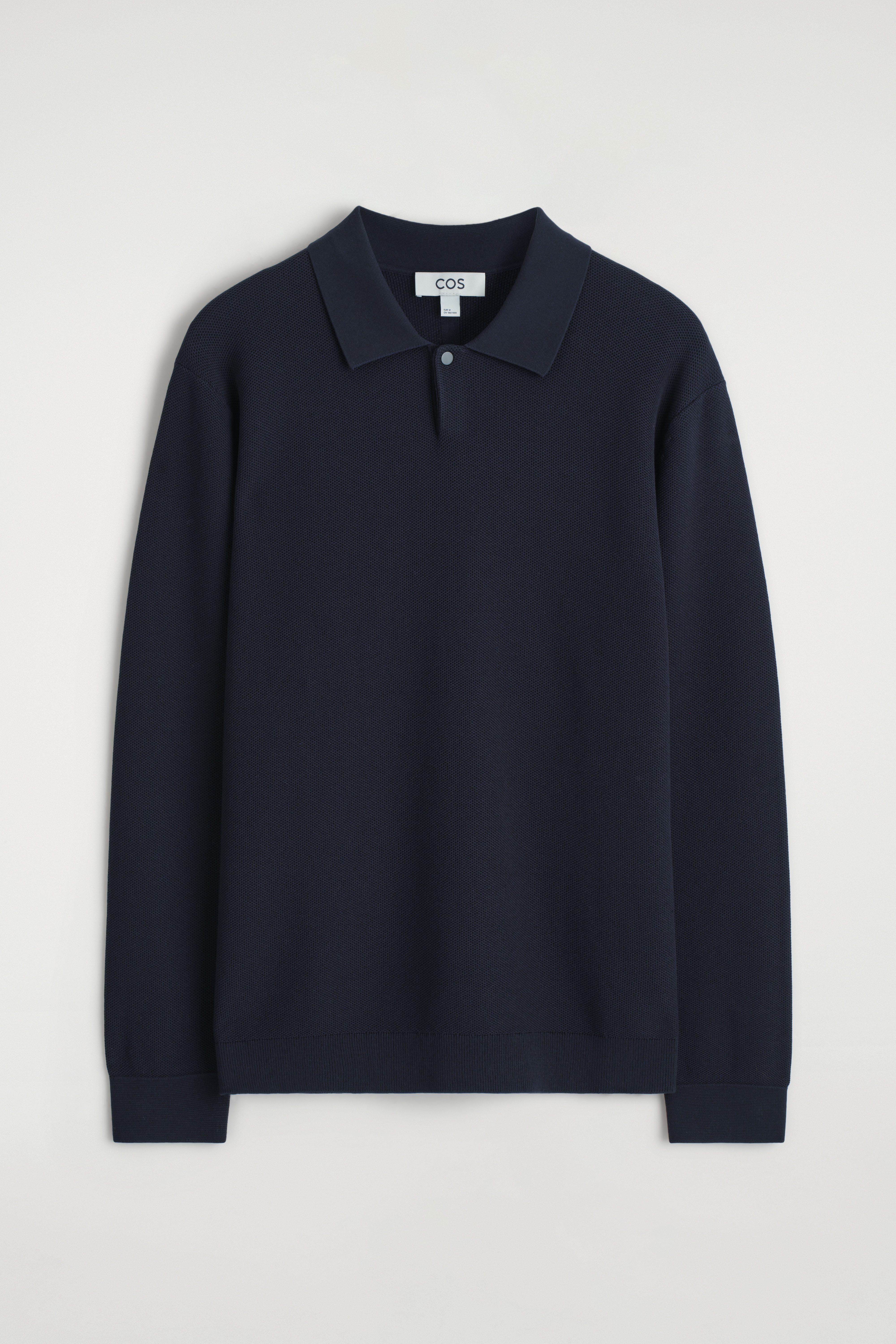 POLO IN MAGLIA CON LAVORAZIONE A NIDO D’APE - BLU NAVY/BIANCO SPORCO