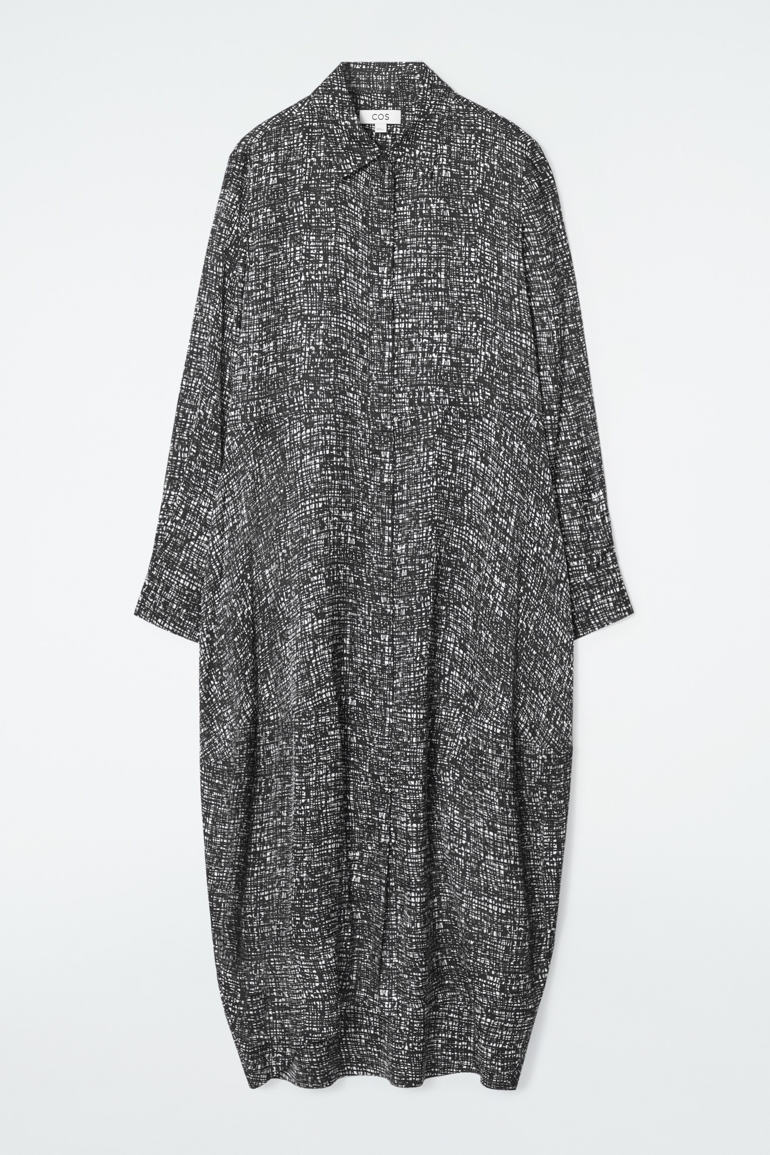 ABSTRACT CHECKED SHIRT DRESS - BLACK / CHECKED