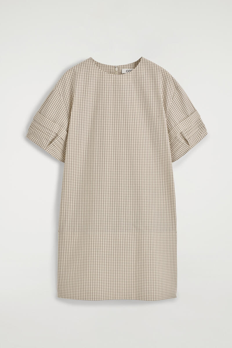 Pintucked Cotton Mini Dress