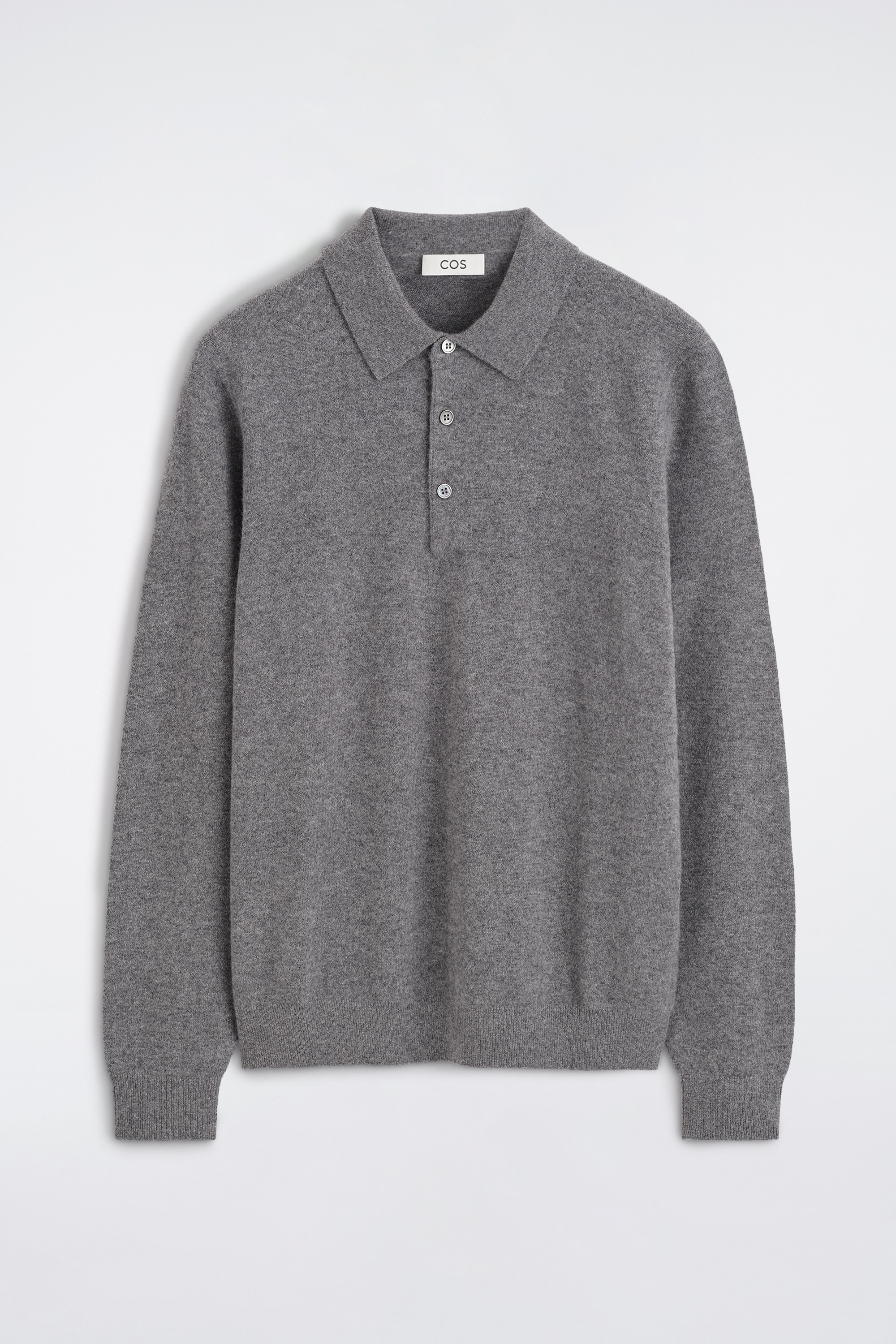 POLOPULLOVER AUS KASCHMIR - GRAU MELIERT/STEINGRAU
