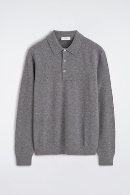 PURE CASHMERE POLO SWEATER — GRAY MÉLANGE 11